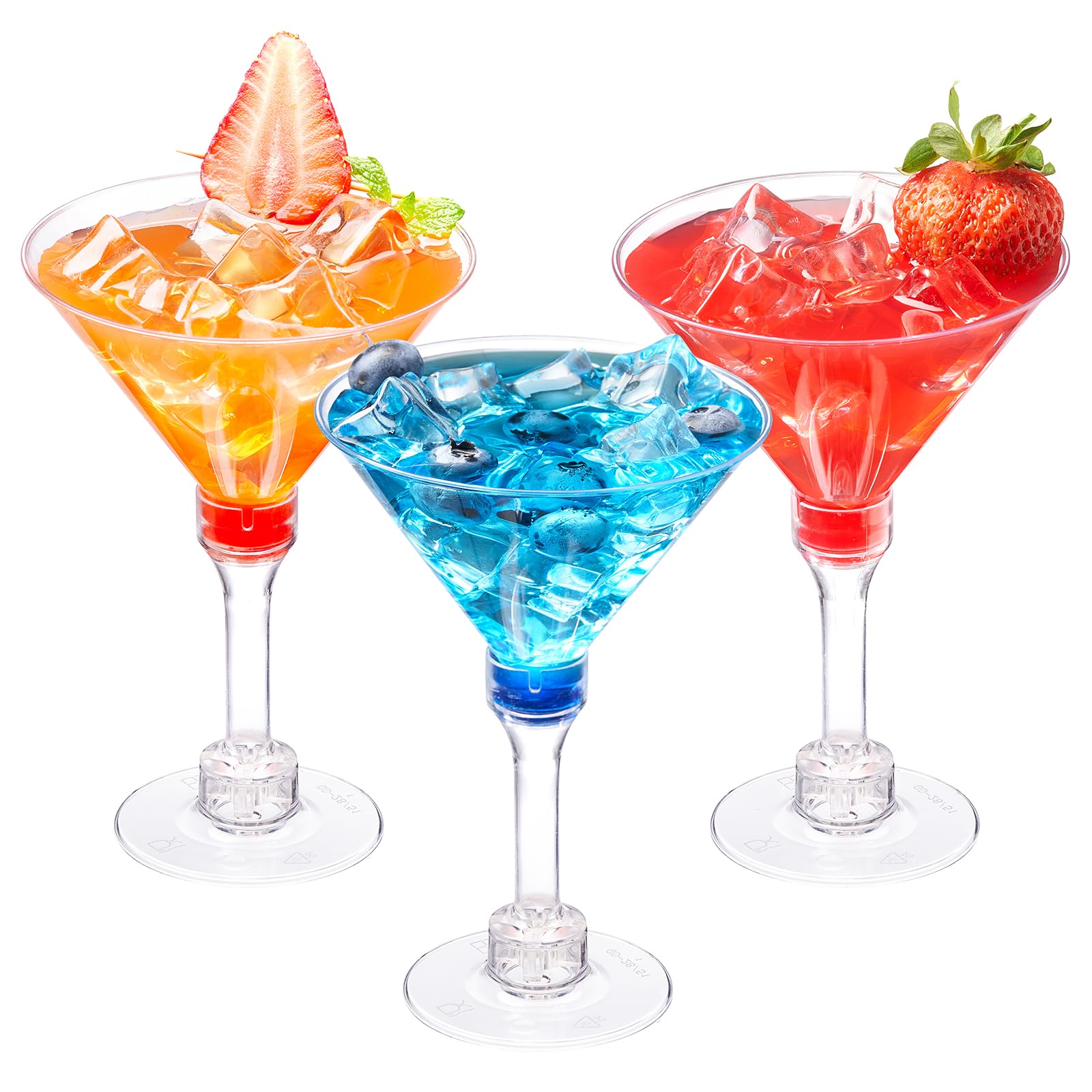 25 Pack Reusable Plastic Martini Glasses - Tall Cocktail Drinkware for Margarita, Whiskey & Tequila - Bar & Party Supplies for Home, Restaurants (Great for Weddings, BBQs & Cocktail Parties)