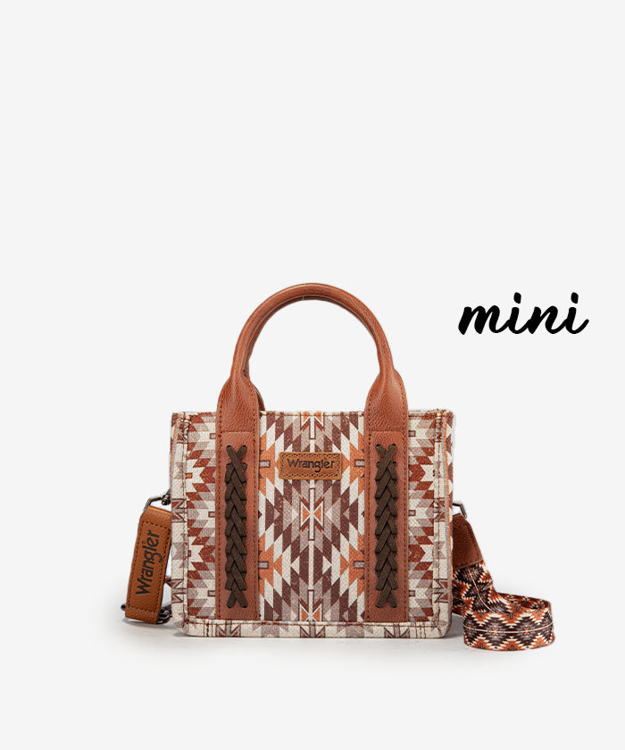 Wrangler Aztec Print Whipstitch Canvas Tote Bag Set - Stylish & Durable Handbag for Women, Perfect for Shopping, Beach & Everyday Use