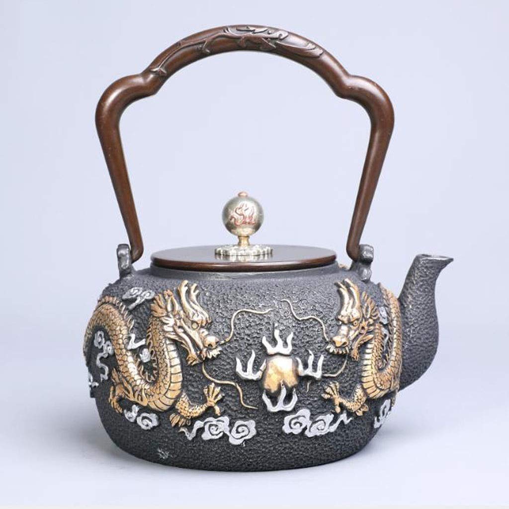 Premium Cast Iron Teapot 1.2L - Handmade Japanese Tetsubin Style Tea Kettle for Loose Leaf Tea, Chinese Tea & Herbal Infusions - Retro Iron Teapot Perfect for Home, Office, Tea Ceremonies & Gift Giving