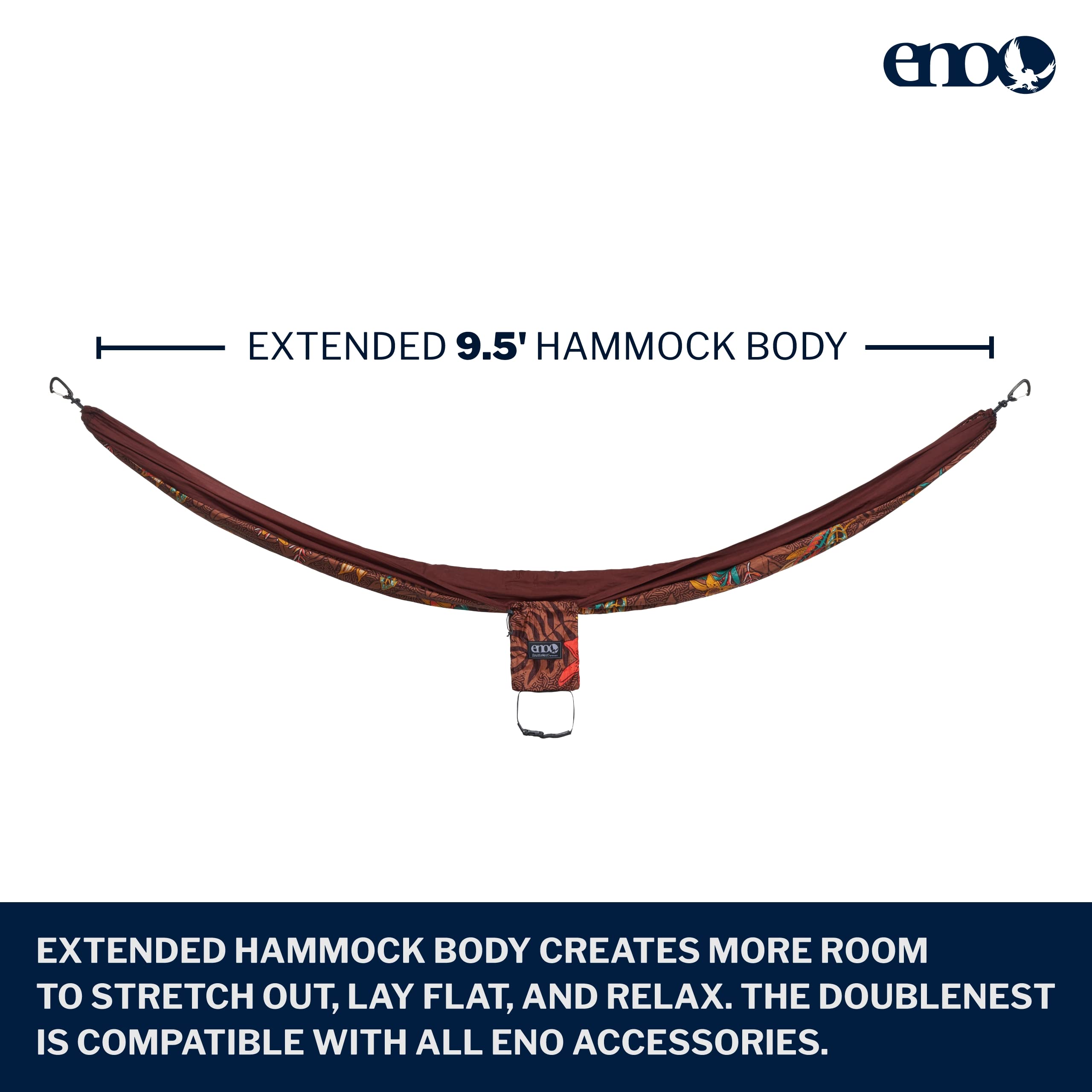 ENO DoubleNest Hammock - Lightweight & Portable 1-2 Person Camping Hammock for Outdoor Adventures, Backpacking, Travel, Beach & Festivals - Tropic/Merlot - Perfect for Relaxing in Nature or Backyard Lounging