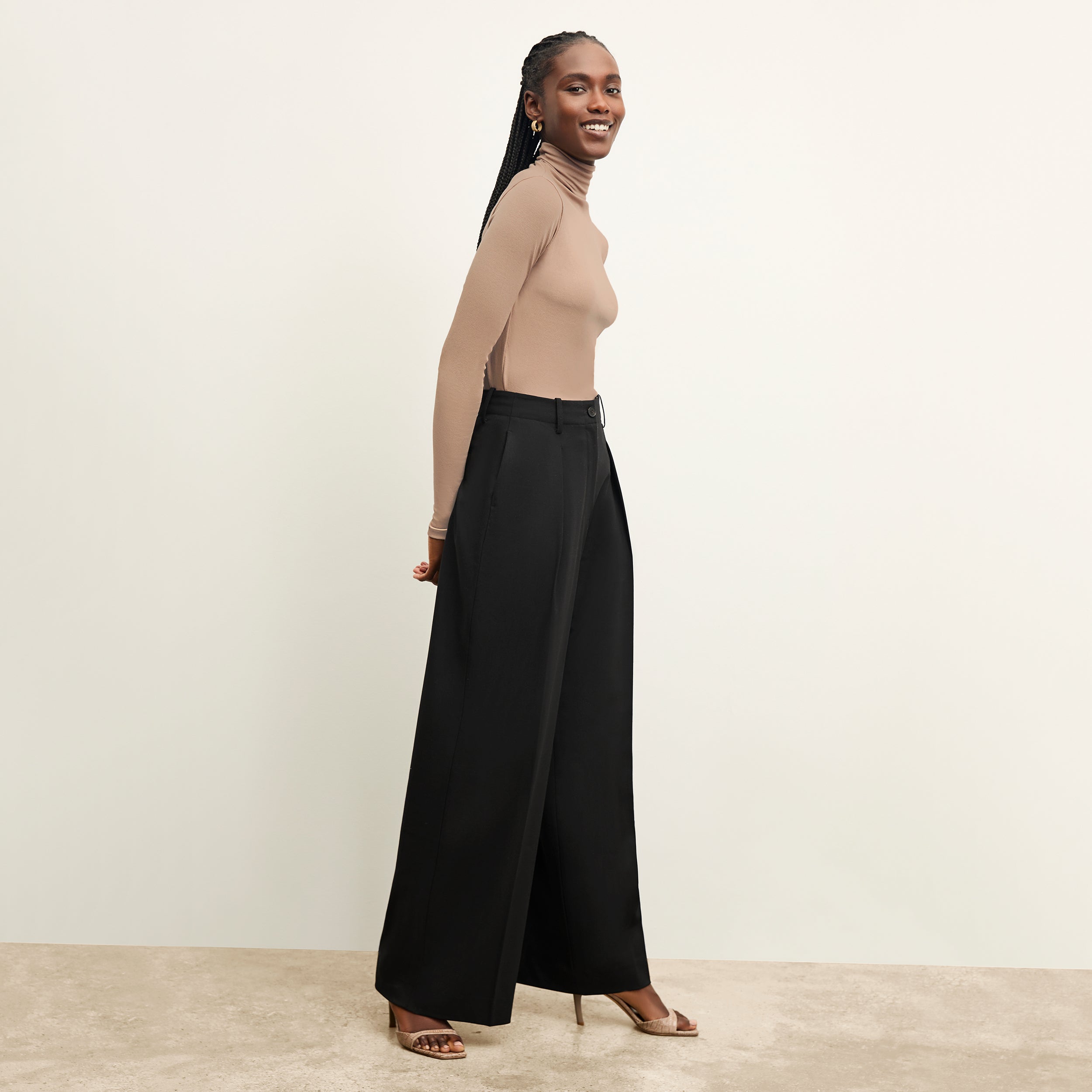 Zuri Pant Washable Wool Twill Pants for Women - Comfortable & Durable Black Trousers for Office, Travel & Casual Wear
