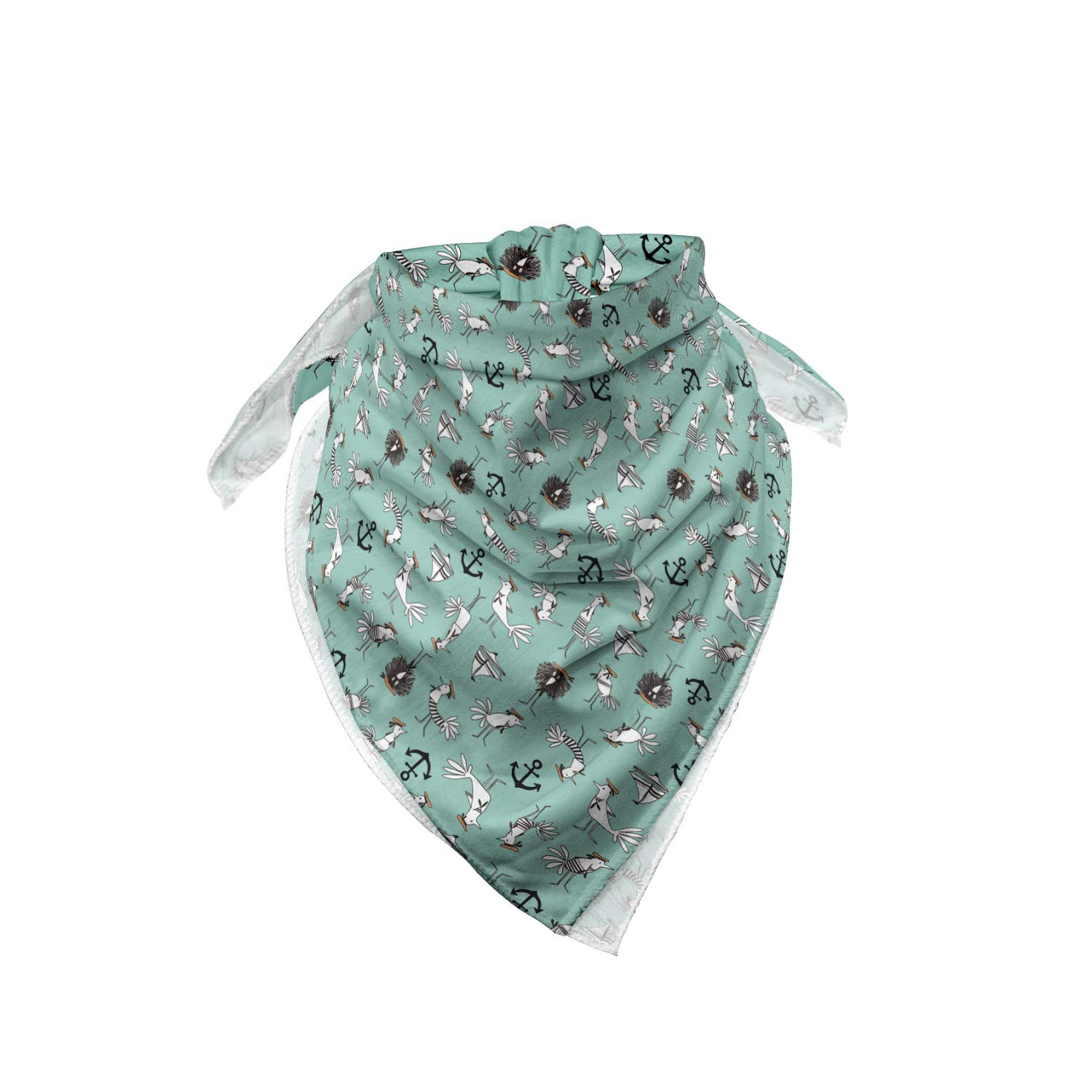 Ambesonne Marine Bandana - Sailor Birds Boats Anchors Print - Unisex Head & Neck Scarf for Men Women - Perfect for Sailing, Beach Outings & Nautical Themed Parties