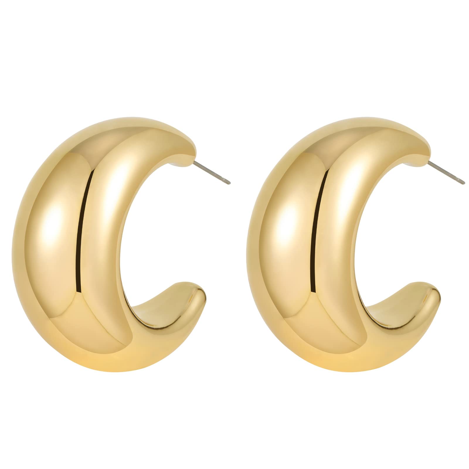 Extra Large Drop Earrings for Women - Oversized Chunky Gold Hoop Earrings | Lightweight Hypoallergenic Gold Plated Fashion Jewelry | Perfect for Parties, Weddings & Everyday Wear