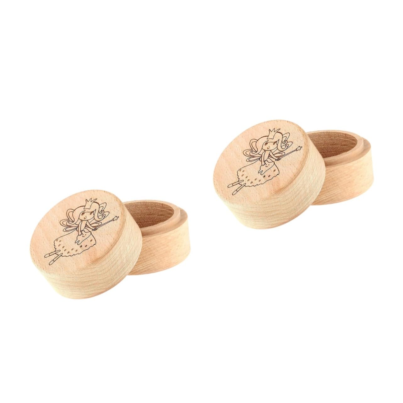 STOBAZA 2-Pack Wooden Tooth Fairy Box for Kids - Natural Khaki Tooth Holder Pillow with Storage Compartment | Perfect for Baby Teeth Keepsake, First Tooth Loss Milestone & Fairy Gift Exchange