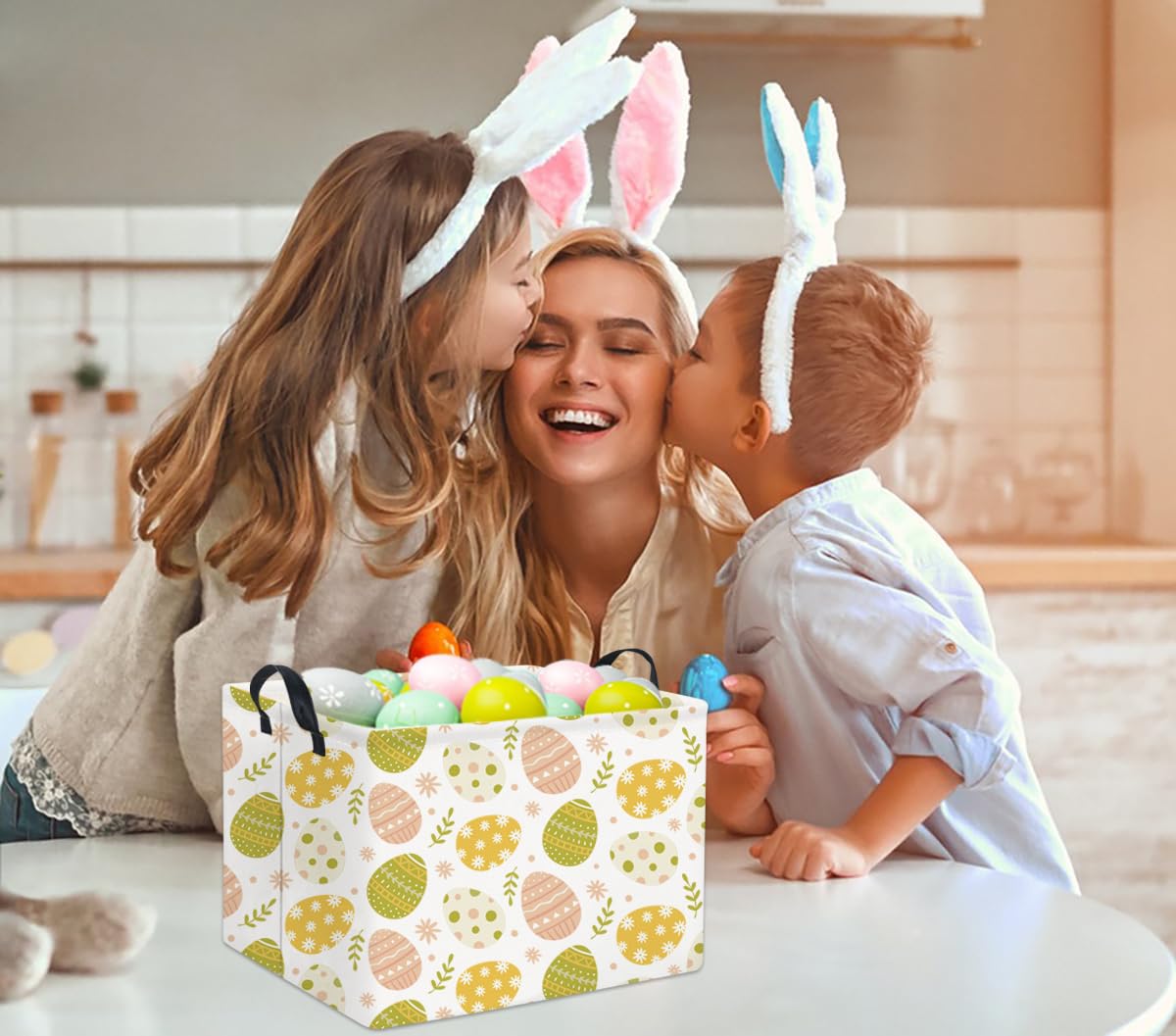 Easter Basket for Kids - Rectangular Storage Bin Organizer for Toys, Books & Baby Items - Cute Room Decor Gift Basket (3-Pack) - Perfect for Easter Gifts, Nursery Organization & Playroom Storage