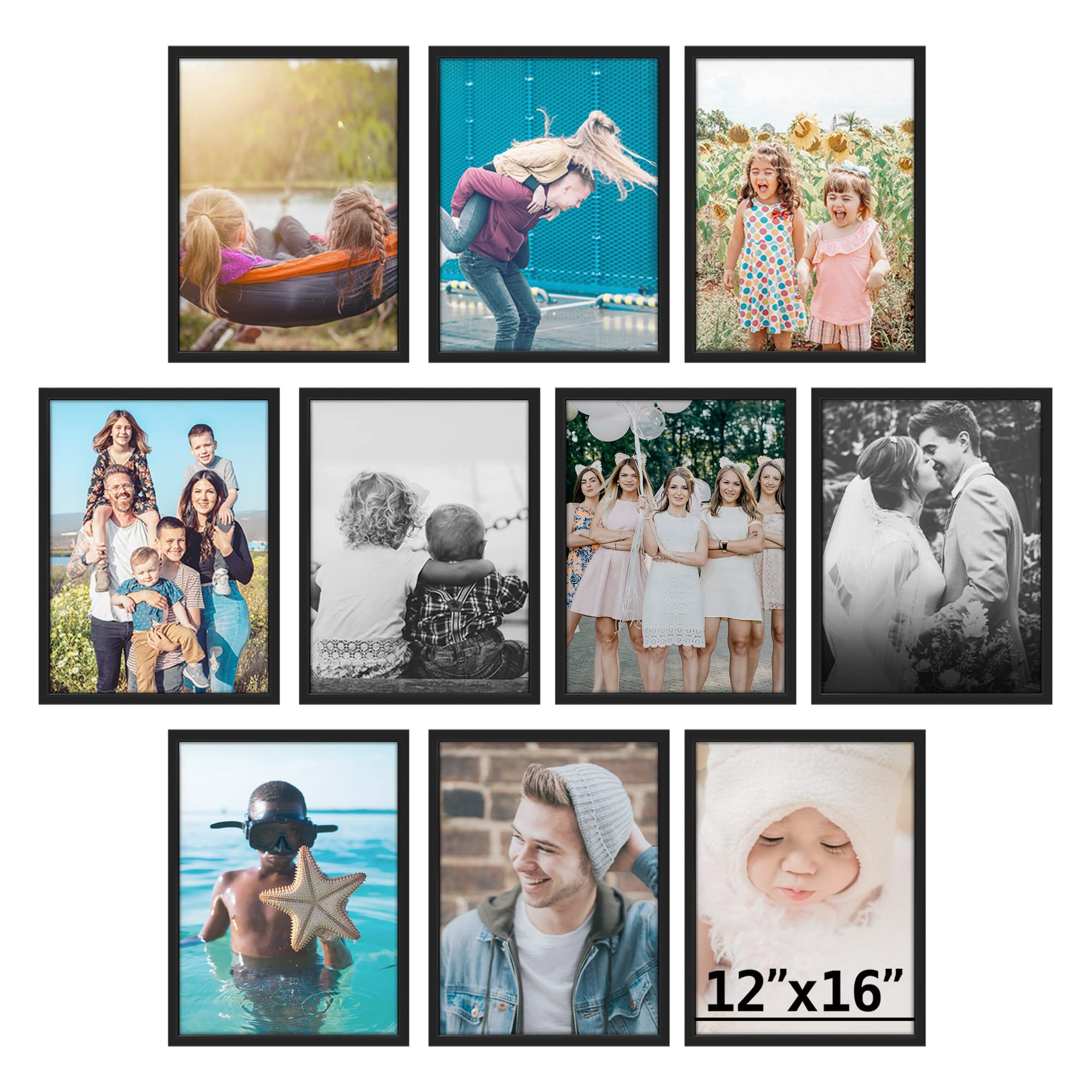 Custom Framed Wall Art Gallery Print Set - Personalized Vinyl Photo Frame Collection (Up to 10 Pieces) | 12
