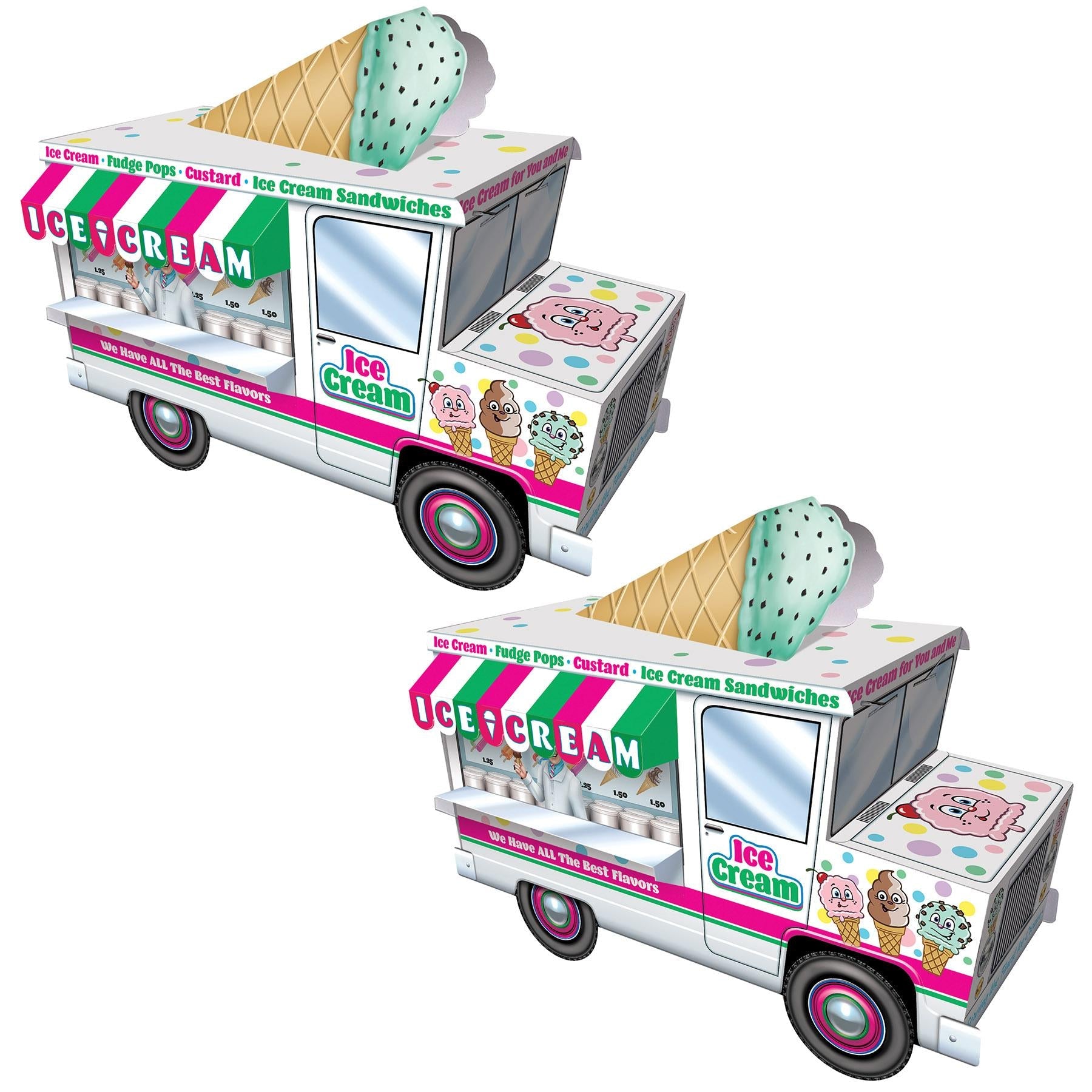 12 Pack Beistle 3D Ice Cream Truck Party Centerpieces - Perfect for Birthday Decorations, Summer Parties & Ice Cream Themed Events