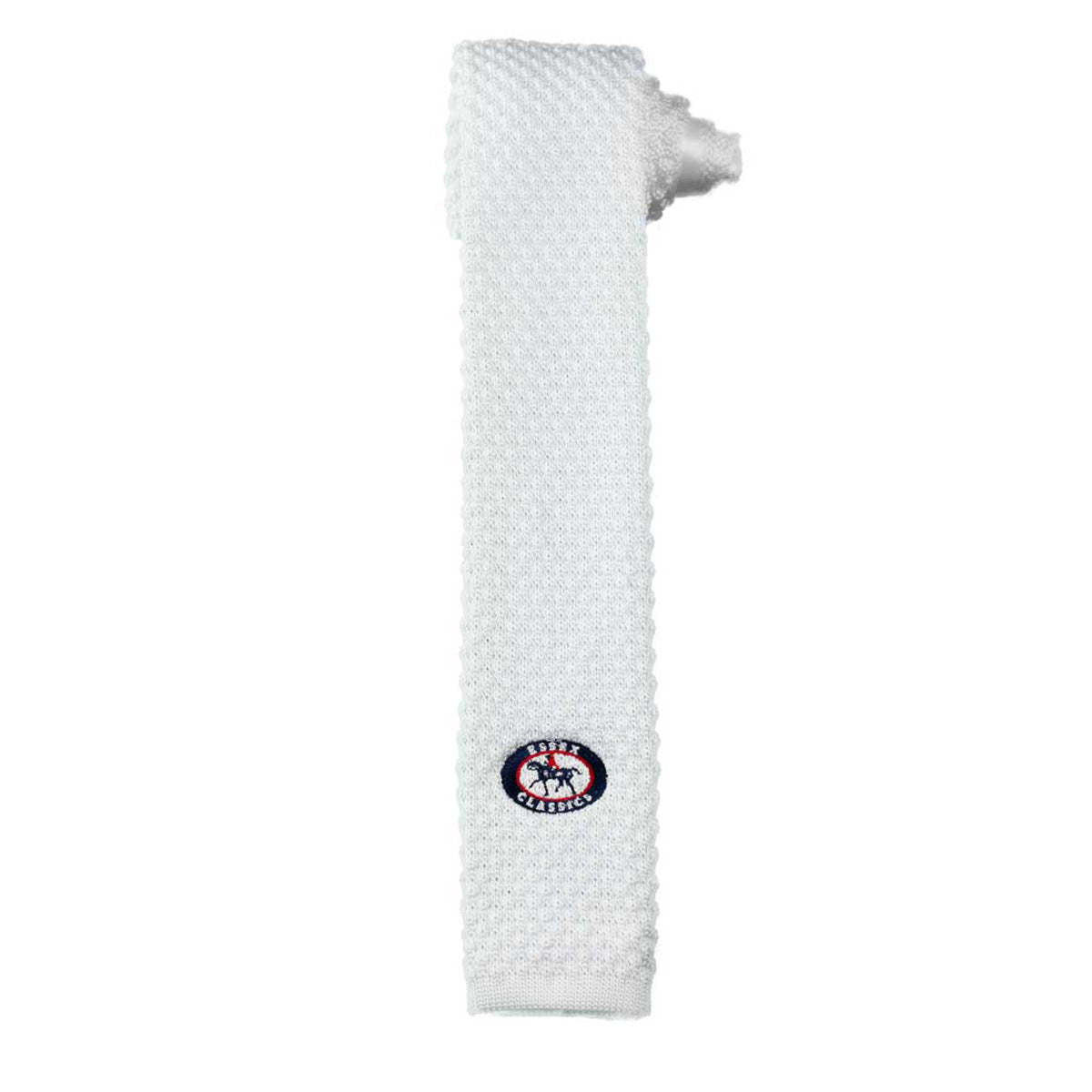 Essex Classics Men's White Knit Necktie - Slim Fit Formal Neckwear for Business, Weddings & Special Occasions - Premium Cotton Blend Dress Tie for Office & Evening Events