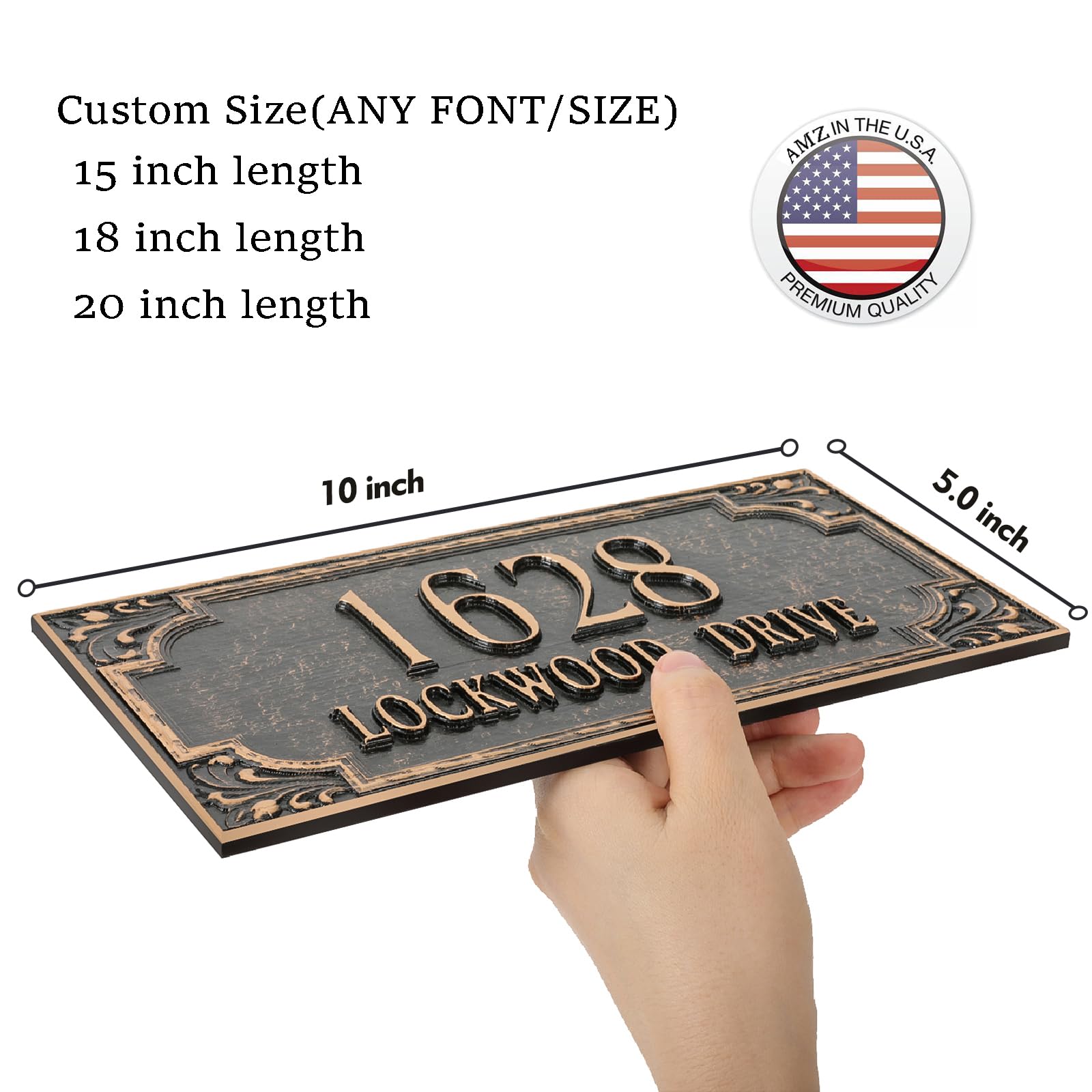 Personalized Metal Address Plaque - Custom House Number Sign for Outside, Fence, Driveway & Apartment (10