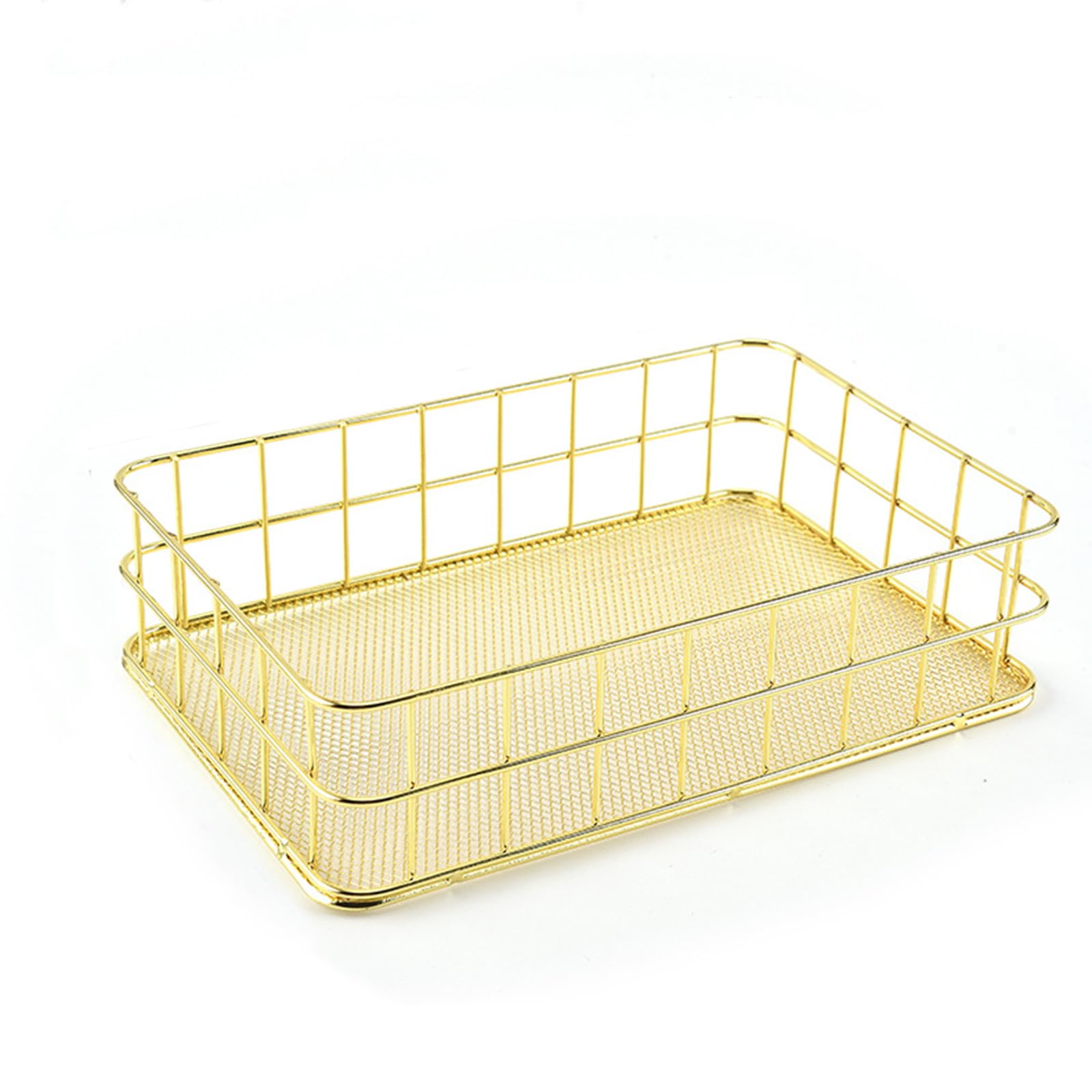 Gold Metal Wire Cabinet Organizer - Folded Paper Hand Towel Holder & Countertop Tissue Dispenser Tray - Commercial & Home Storage Bin Basket for Kitchen, Bathroom, Office Organization