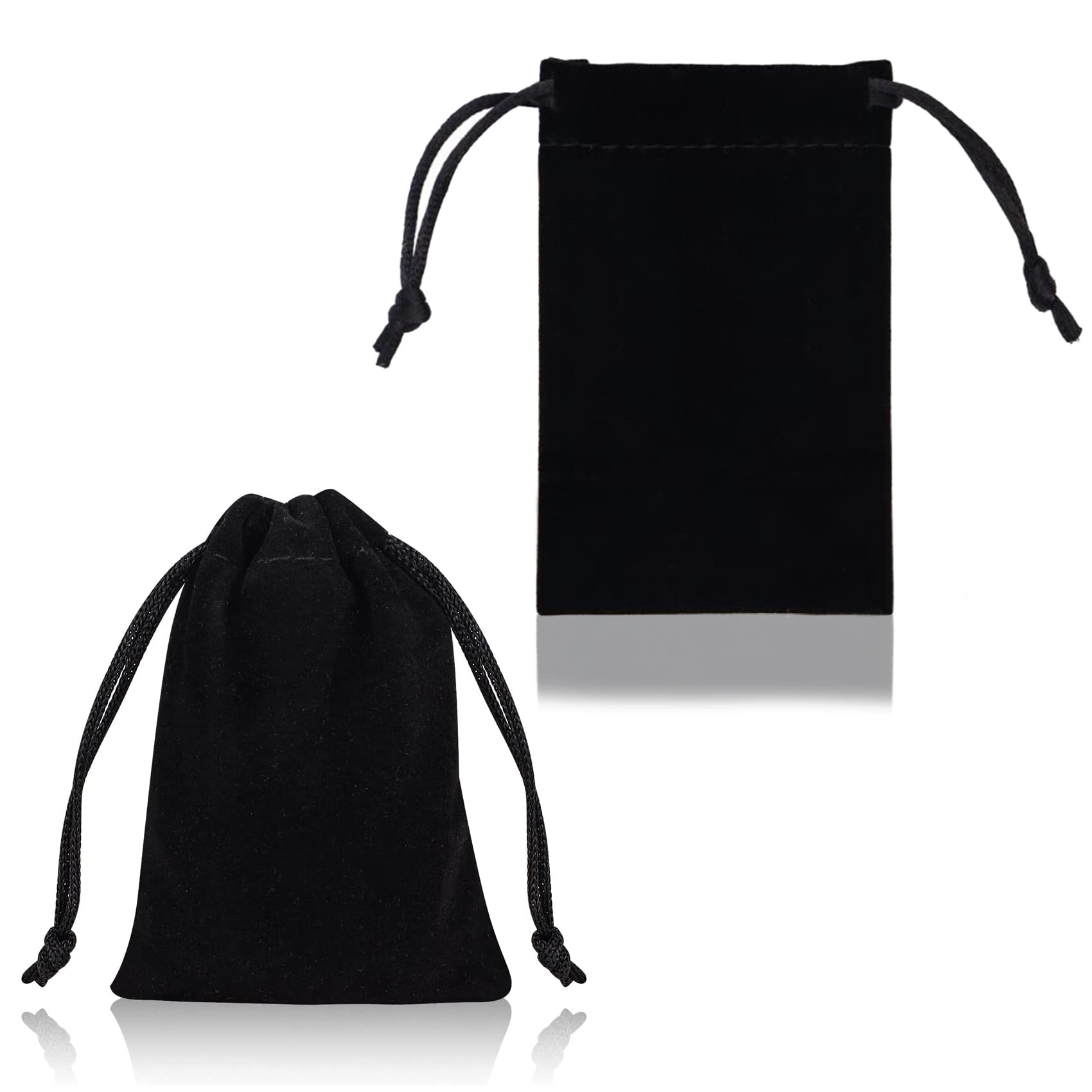 DTOL Velvet Jewelry Bags 3x4 Inch 50 Pieces - Premium Drawstring Gift Pouches for Jewelry, Makeup & Small Items | Perfect for Party Favors, Travel Organizer, Christmas Gifts & Festival Storage | Soft Black Velvet Fabric for Elegant Presentation