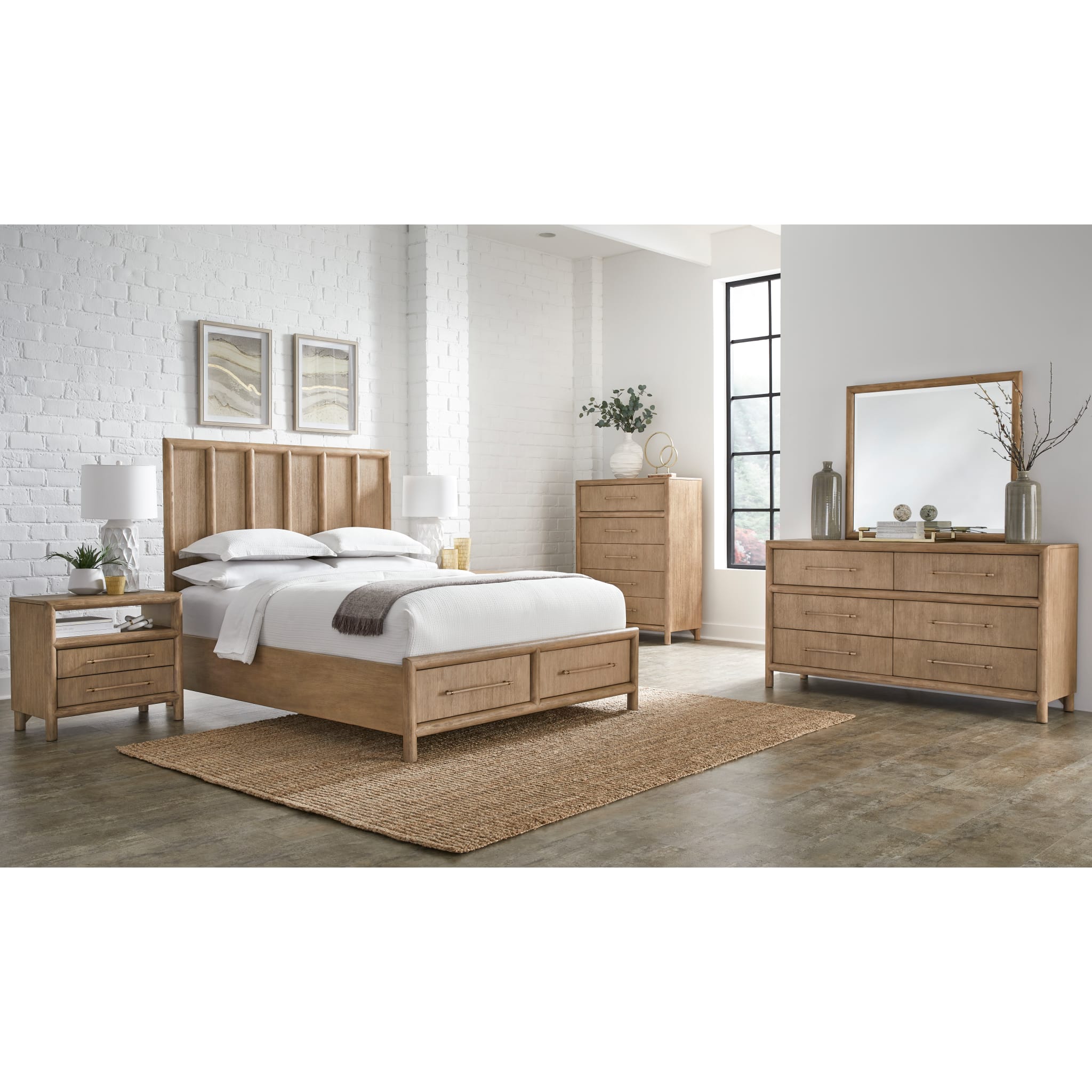Dorsey Wooden Two Drawer Storage Bed in Granola - Modern Platform Bed Frame with Underbed Storage - Perfect for Small Bedrooms, Dorms & Apartments