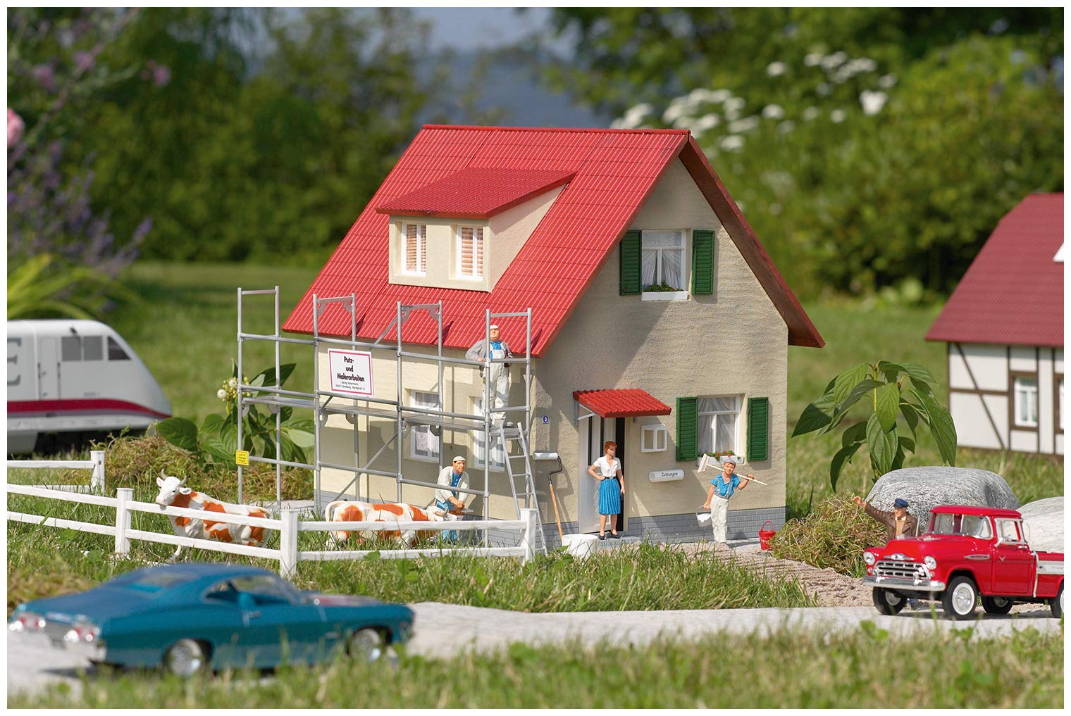 Piko 62072 G Scale Model Train House Under Renovation - Realistic Miniature Building for Model Railroad Layouts, DIY Scenery & Train Set Displays