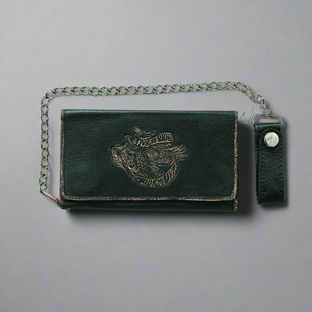 Open Road Men's Chain Trifold Leather Wallet - RFID Blocking Bifold Wallet with Money Clip - Perfect for Travel, Business & Everyday Use