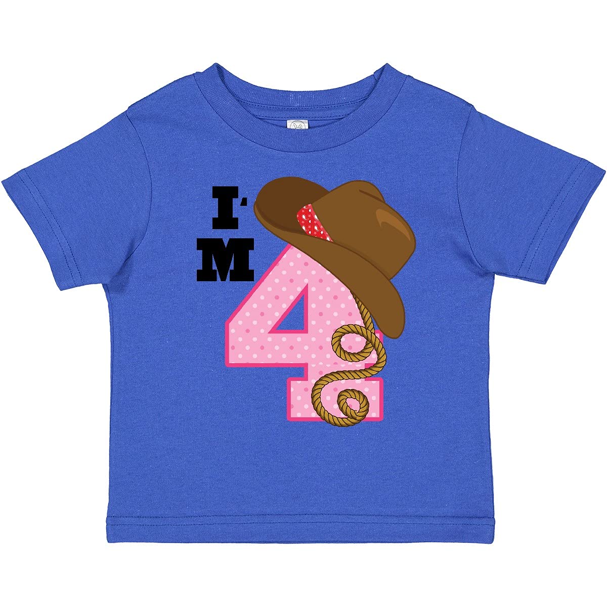 Inktastic 4th Birthday Cowgirl Toddler T-Shirt for Girls - Cute 4 Year Old Western Outfit for Birthday Parties & Cowgirl Themed Events