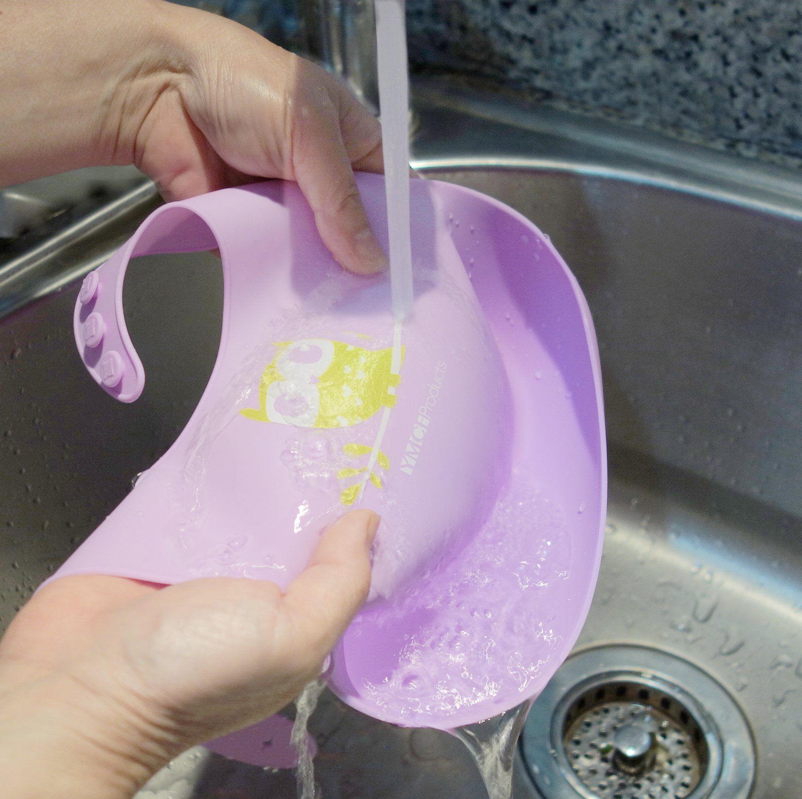 2-Pack Waterproof Silicone Baby Bibs - Lightweight, Comfortable & Easy to Clean - Large Size for Toddlers (Purple/Light Pink) - Perfect for Mealtime, Snacks & Messy Play