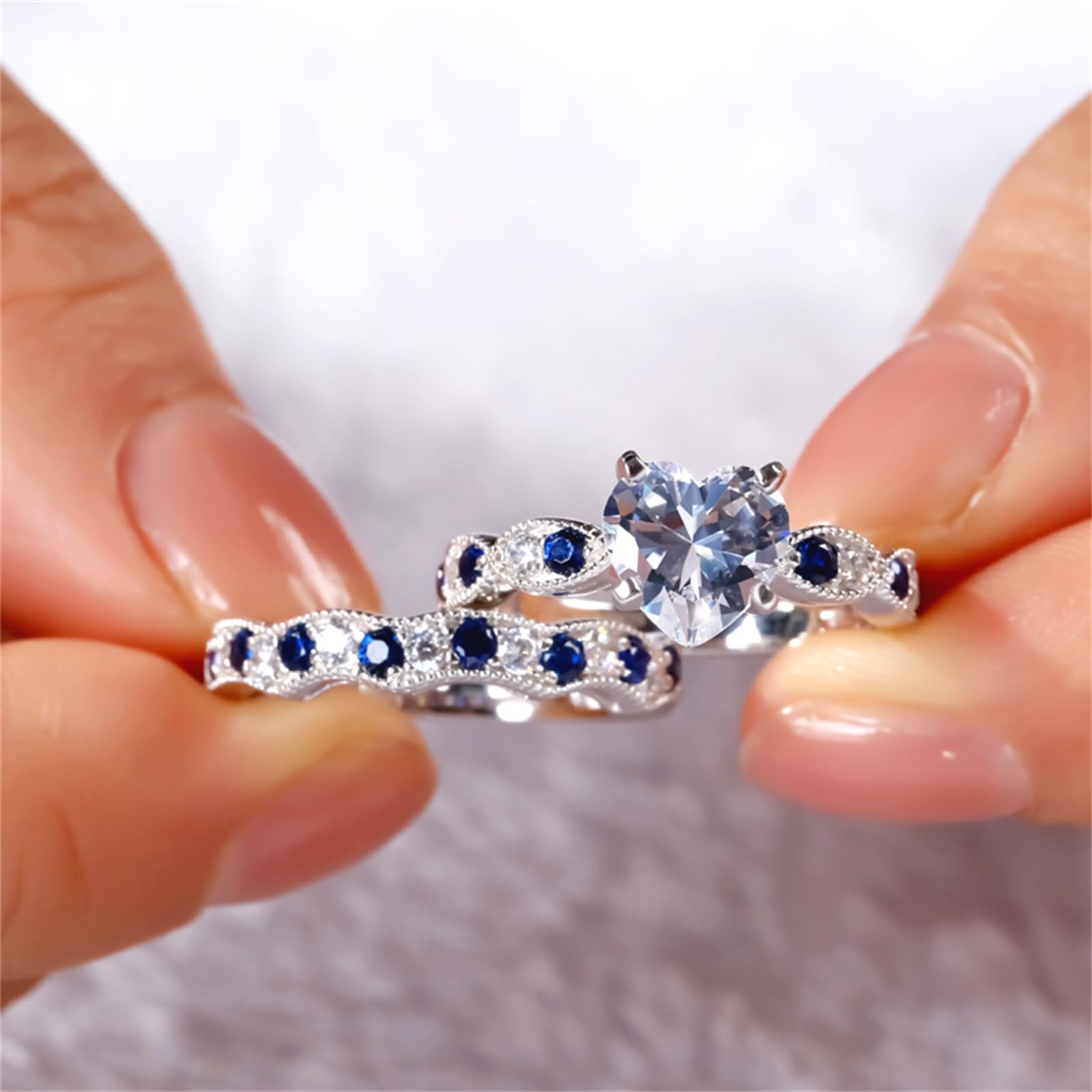 Jeulia 3 Carat CZ Solitaire Engagement Ring Set - Halo Milgrain Heart Cut Sterling Silver Wedding Band | Promise, Anniversary & Bridal Jewelry for Women | Perfect for Proposals, Vow Renewals & Special Occasions