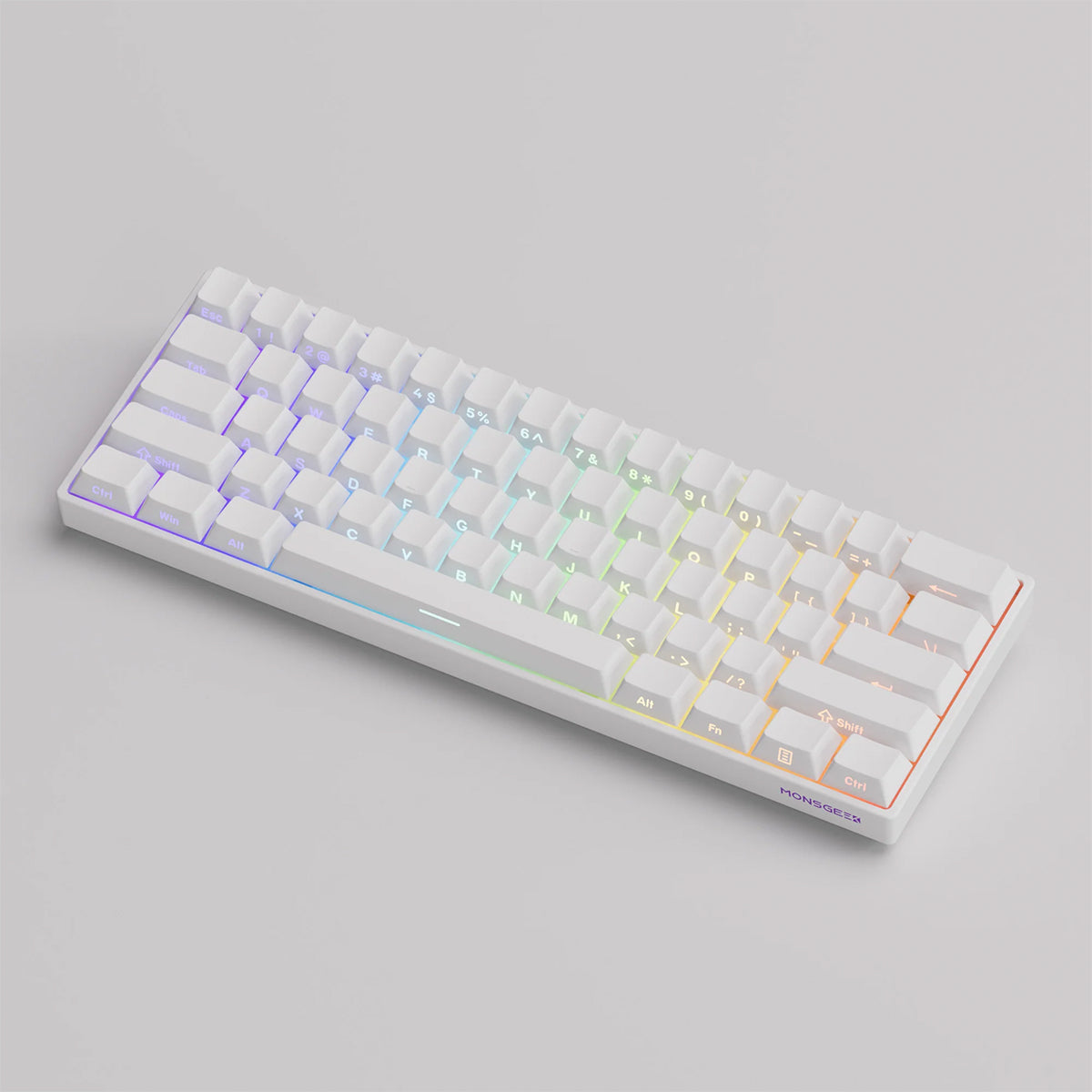 Akko Monsgeek Fun60 Pro 60% Wireless Mechanical Keyboard - Hall Effect Magnetic Switches, Hot-Swappable, RGB Backlit, White Glare Finish - Perfect for Gaming, Typing & Office Work