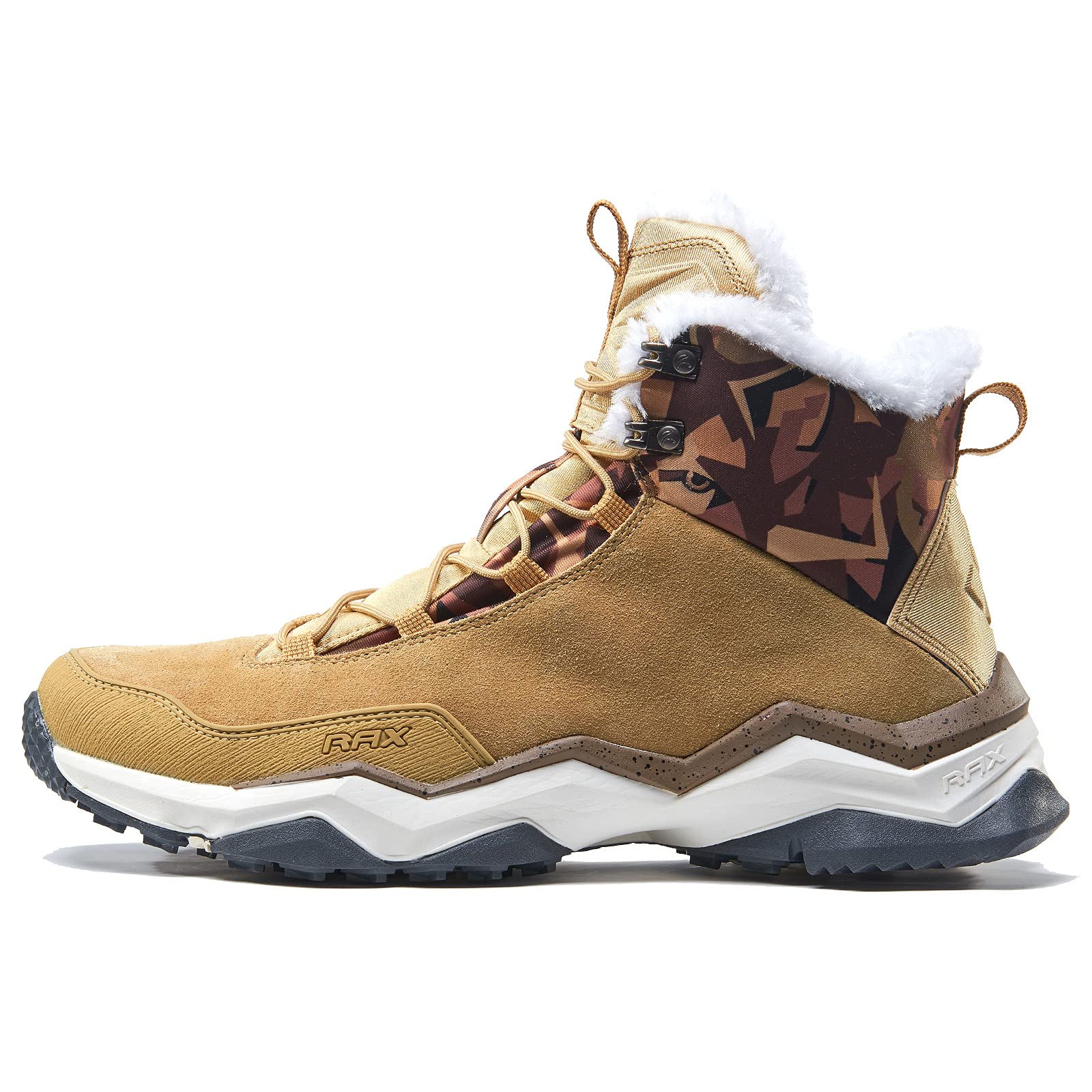 RAX Men's Winter Snow Boots - Waterproof Hiking & Outdoor Shoes with Fully Fur Lined High Top for Cold Weather - Perfect for Snow Trekking, Camping & Winter Adventures