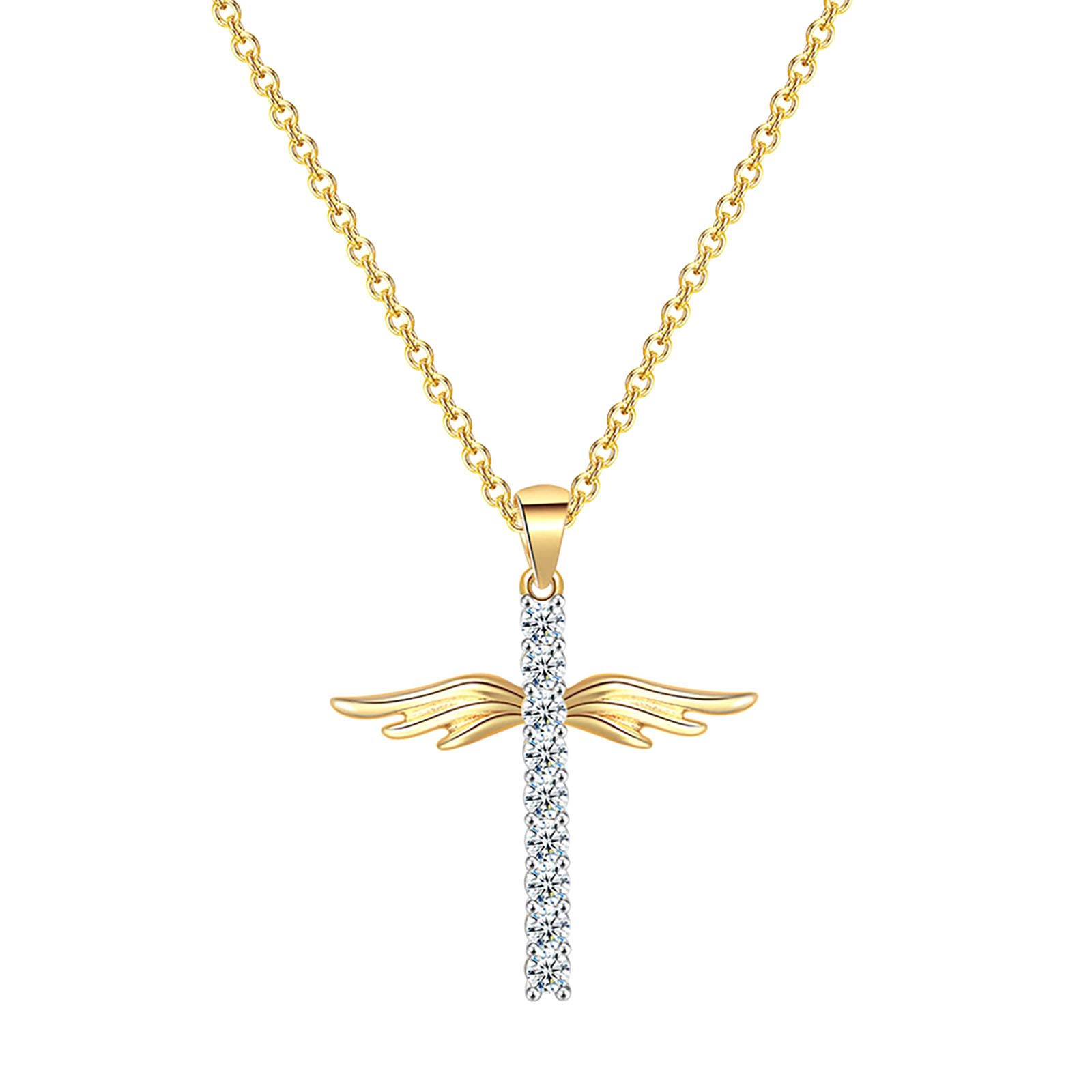 Guardian Angel Cross Pendant Necklace for Women - Sterling Silver Wing Chain with Love Locket - Perfect for Gifts, Baptism, Weddings & Everyday Wear