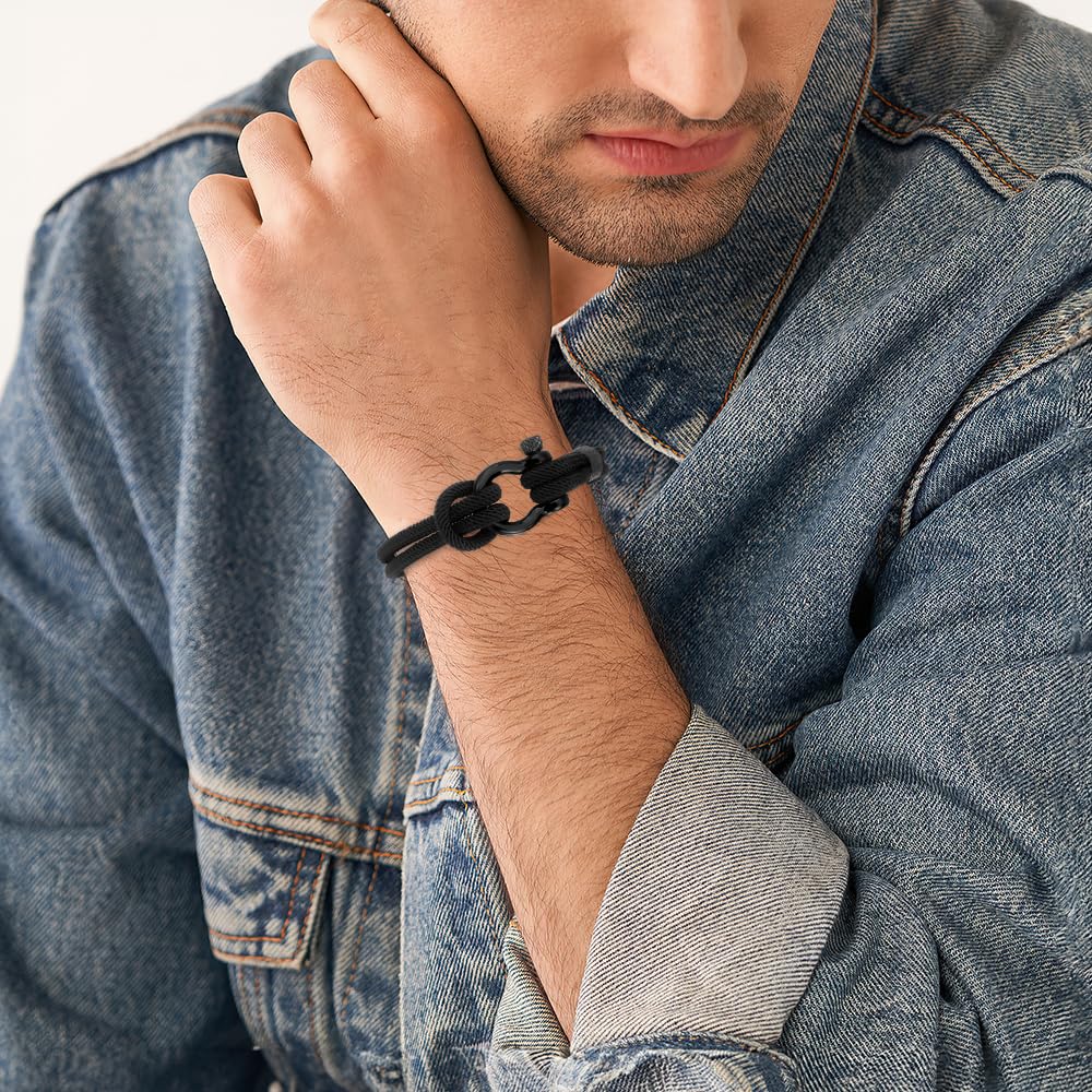 Men's Black Leather Bracelet - Graduation Gift for Him, Son, Grandson & Teen Boys | Back to School & First Day Present | Stylish & Durable for Daily Wear