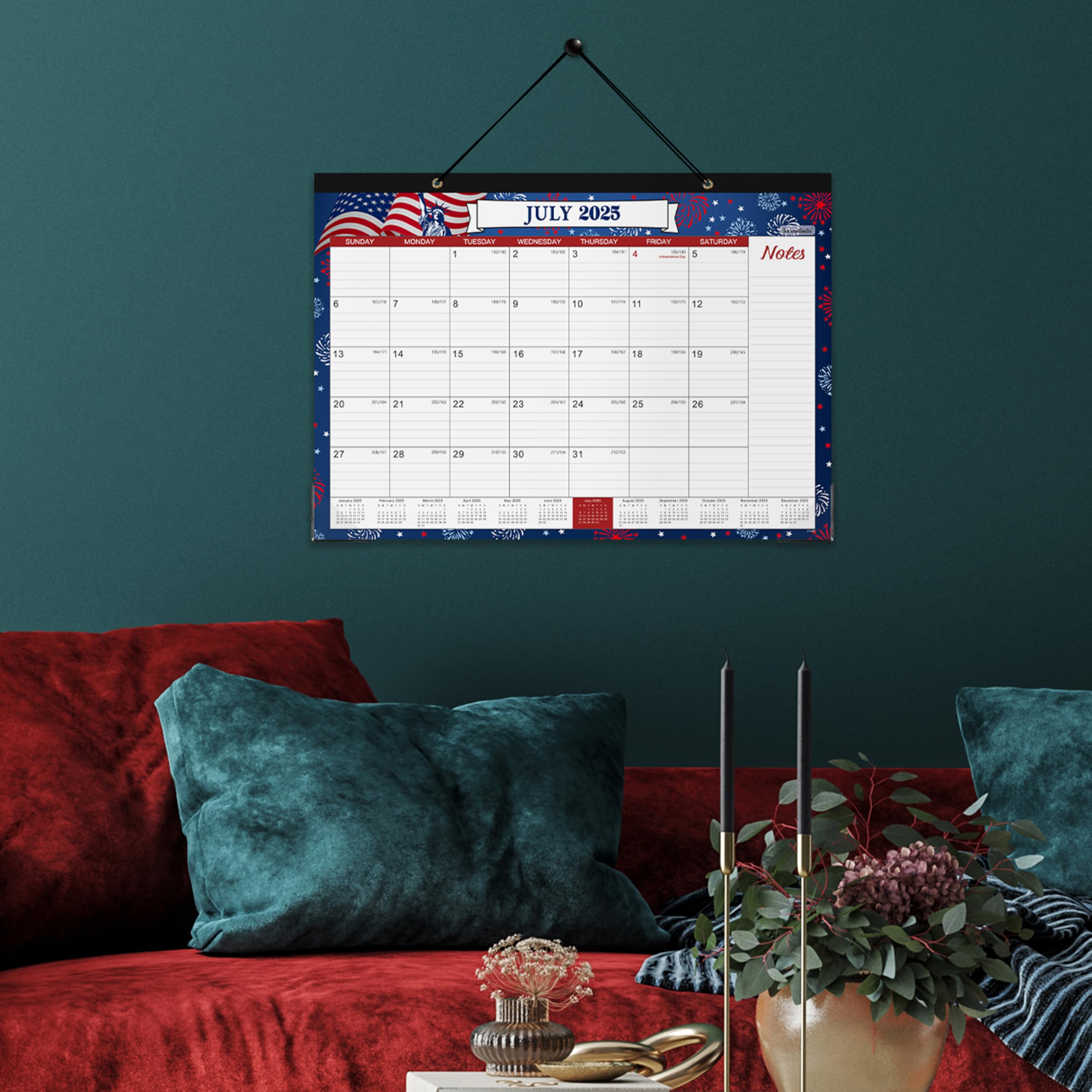 2025-2026 Monthly Desk Calendar - 18 Months from July 2025 to December 2026, 16.9