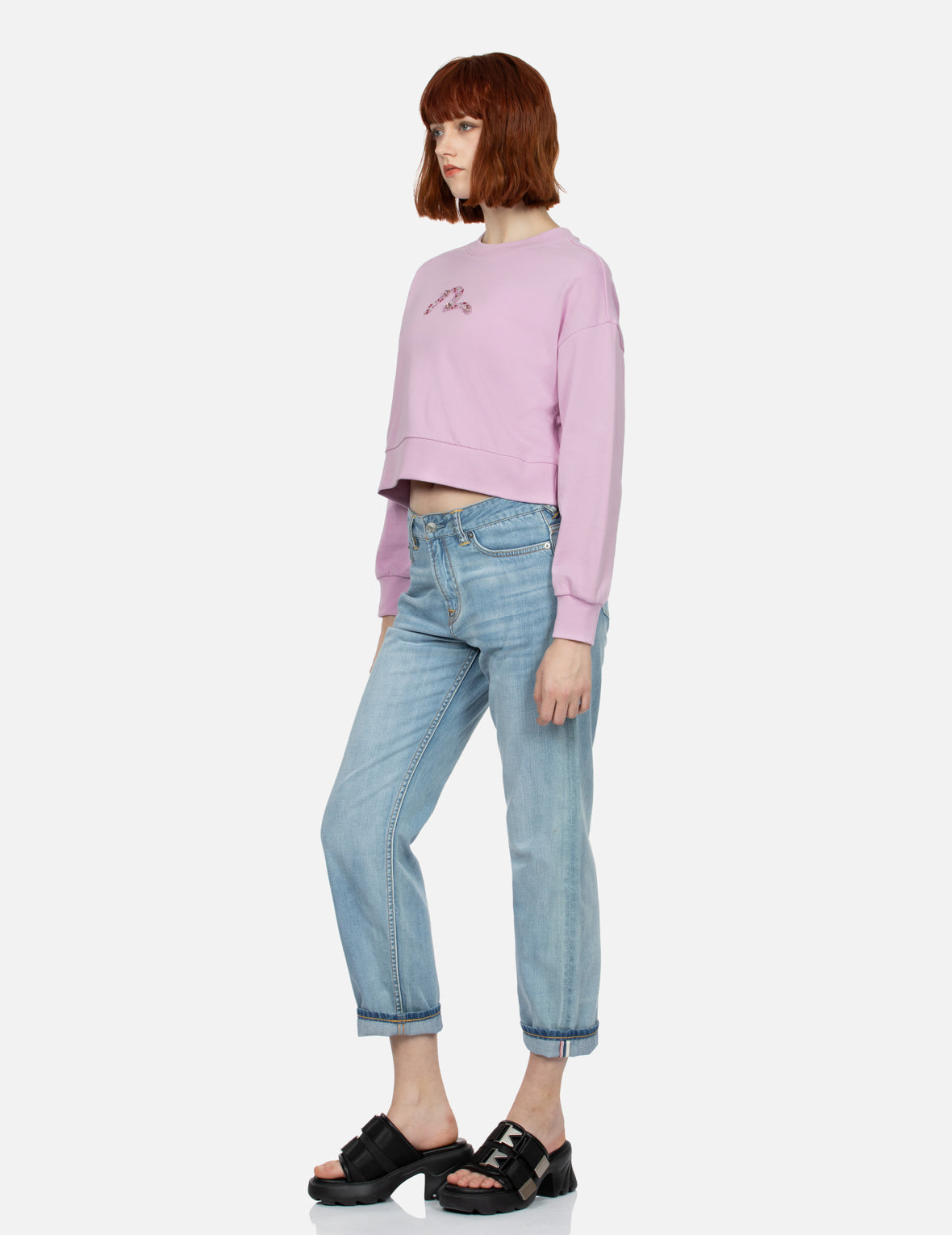 Sparkling Rhinestone Seagull Design Cropped Sweatshirt for Women - Trendy Casual Pullover for Streetwear, Beach Outings & Festival Fashion