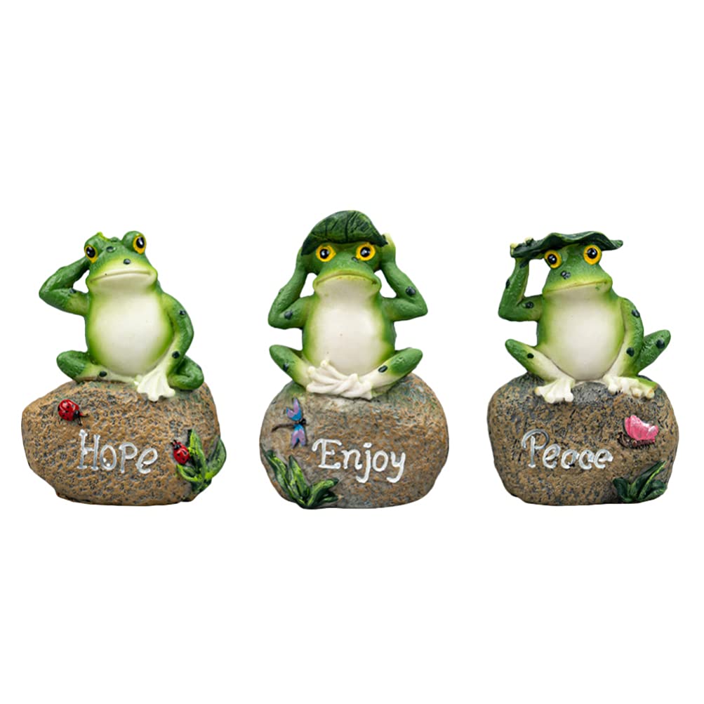 PRETYZOOM 3Pcs Resin Frog Garden Statues - Cute Sitting Frog Figurines for Home & Outdoor Decor, Pool Landscaping, Desk Topper, Kids Toys | Perfect for Garden Decor, Patio Accents, and Playroom Fun