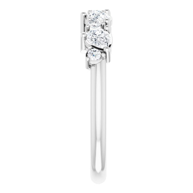 0.96 Carat Pear Cut Diamond & Round Diamond Wedding Band Ring - Perfect for Engagement, Anniversary & Bridal Jewelry Gifts