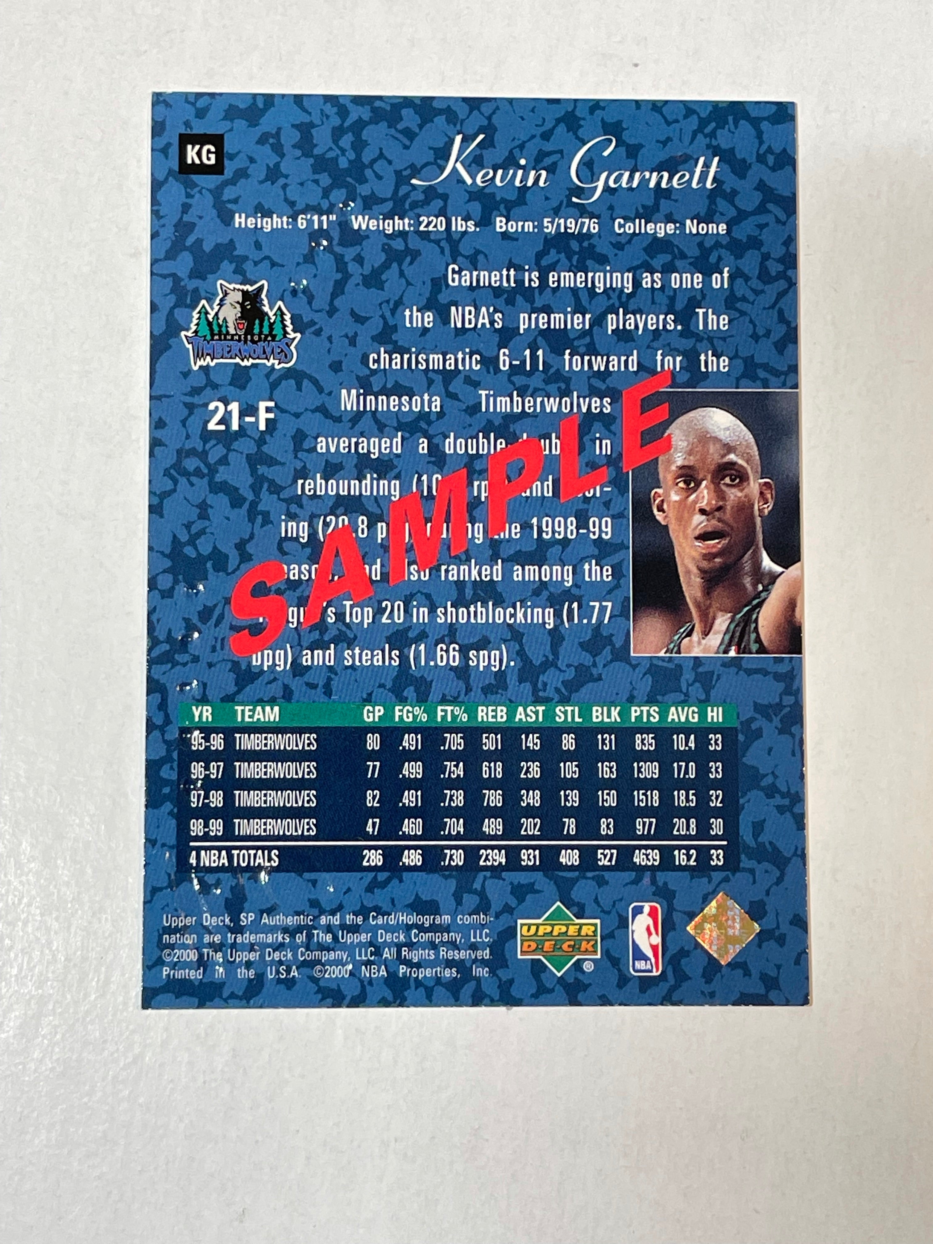 1999 Kevin Garnett SP Upper Deck Basketball Promo Card - Rare Collectible for NBA Fans & Sports Memorabilia Enthusiasts
