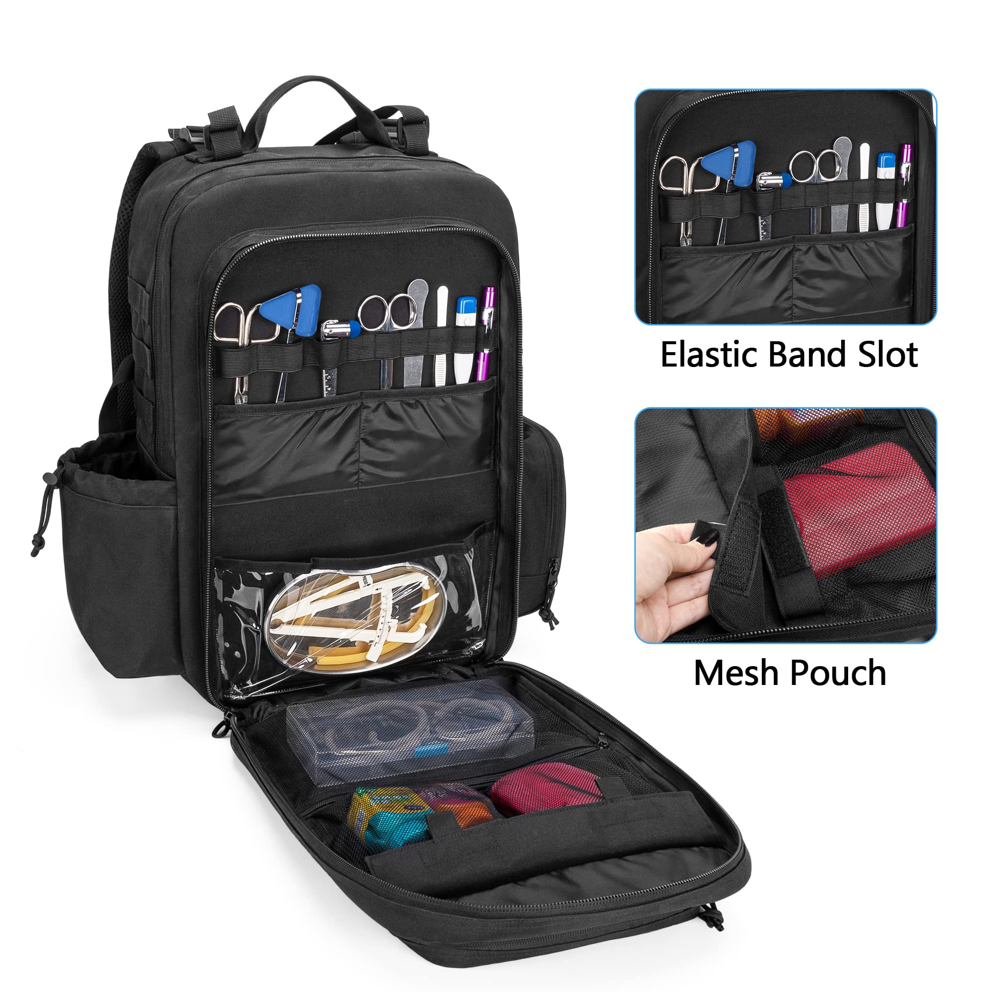 **Damero Medical Tactical Backpack - First Aid & Emergency Supplies Bag with Top Y-Strap for Hiking, Trekking, Hunting, Camping - Durable & Water-Resistant (Black) - Perfect for Outdoor Adventures & Emergency Preparedness**