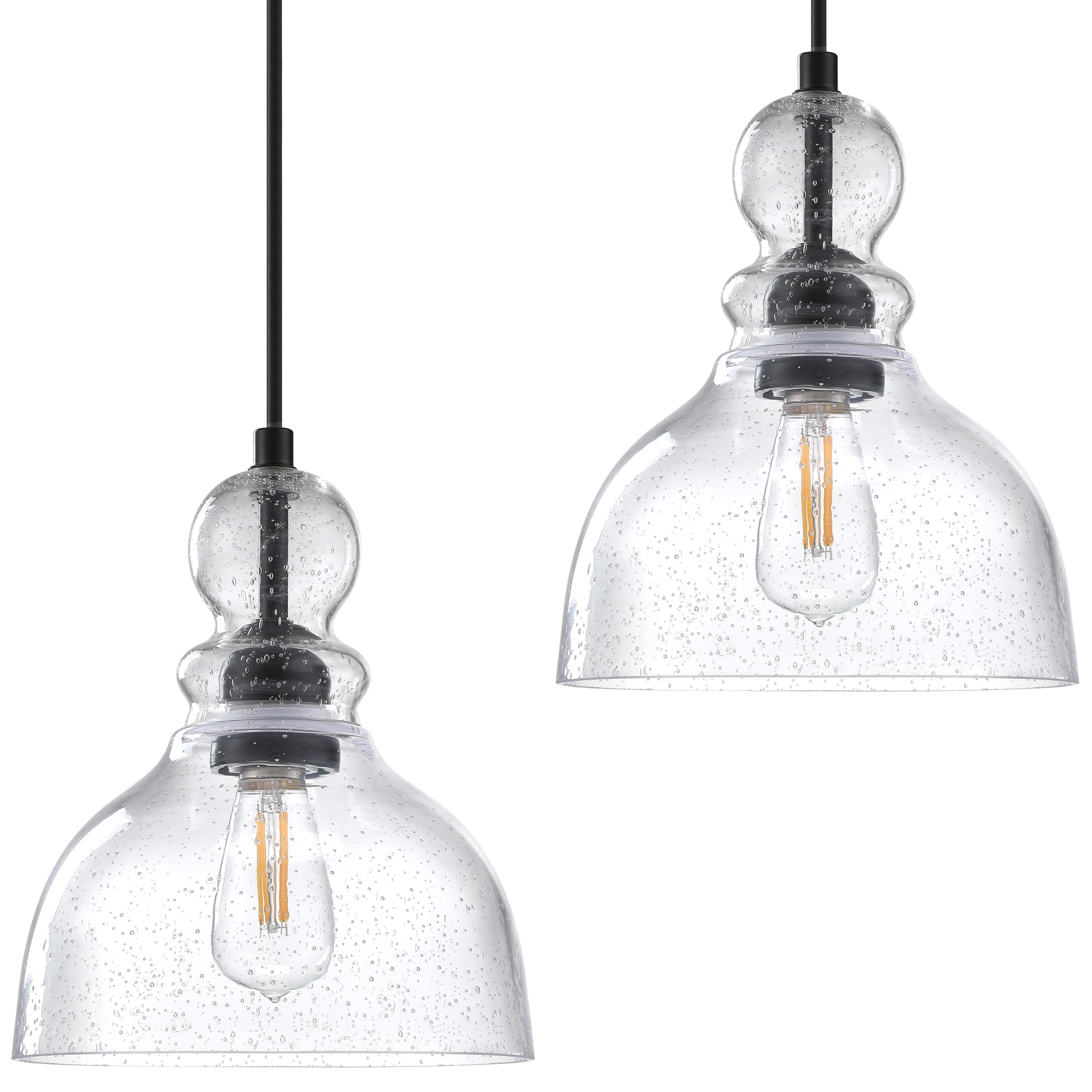 2 Pack Black Modern Farmhouse Pendant Lights - 8