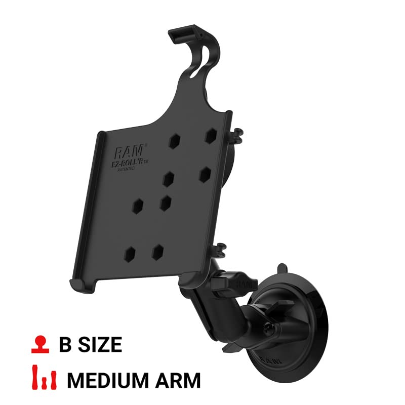 RAM MOUNTS Twist-Lock Suction Cup Mount for Apple iPad Mini 6 RAM-B-166-AP36U - Secure Vehicle Windshield Mount for Navigation & Entertainment