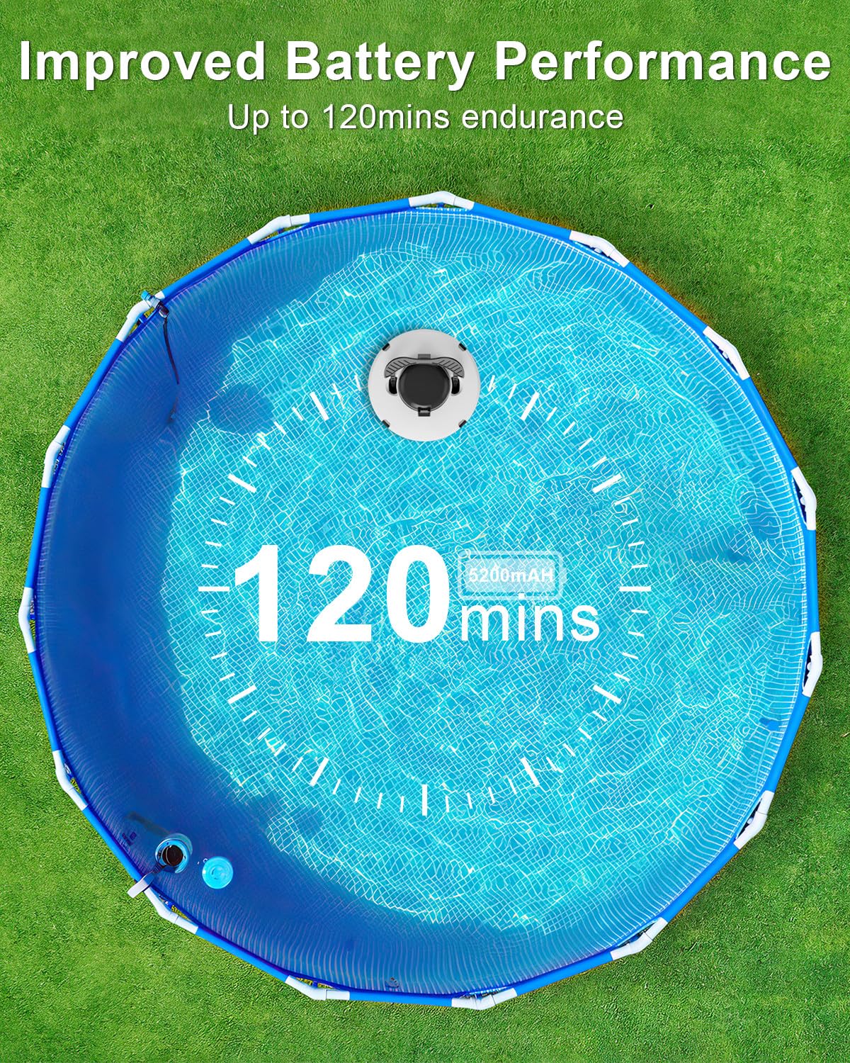 **Cordless Robotic Pool Cleaner for Above Ground & In-Ground Pools – Dual-Drive Motors, 120-Min Runtime, Self-Parking, Covers Up to 1000 Sq.Ft – Ideal for Flat Pools & Easy Maintenance**