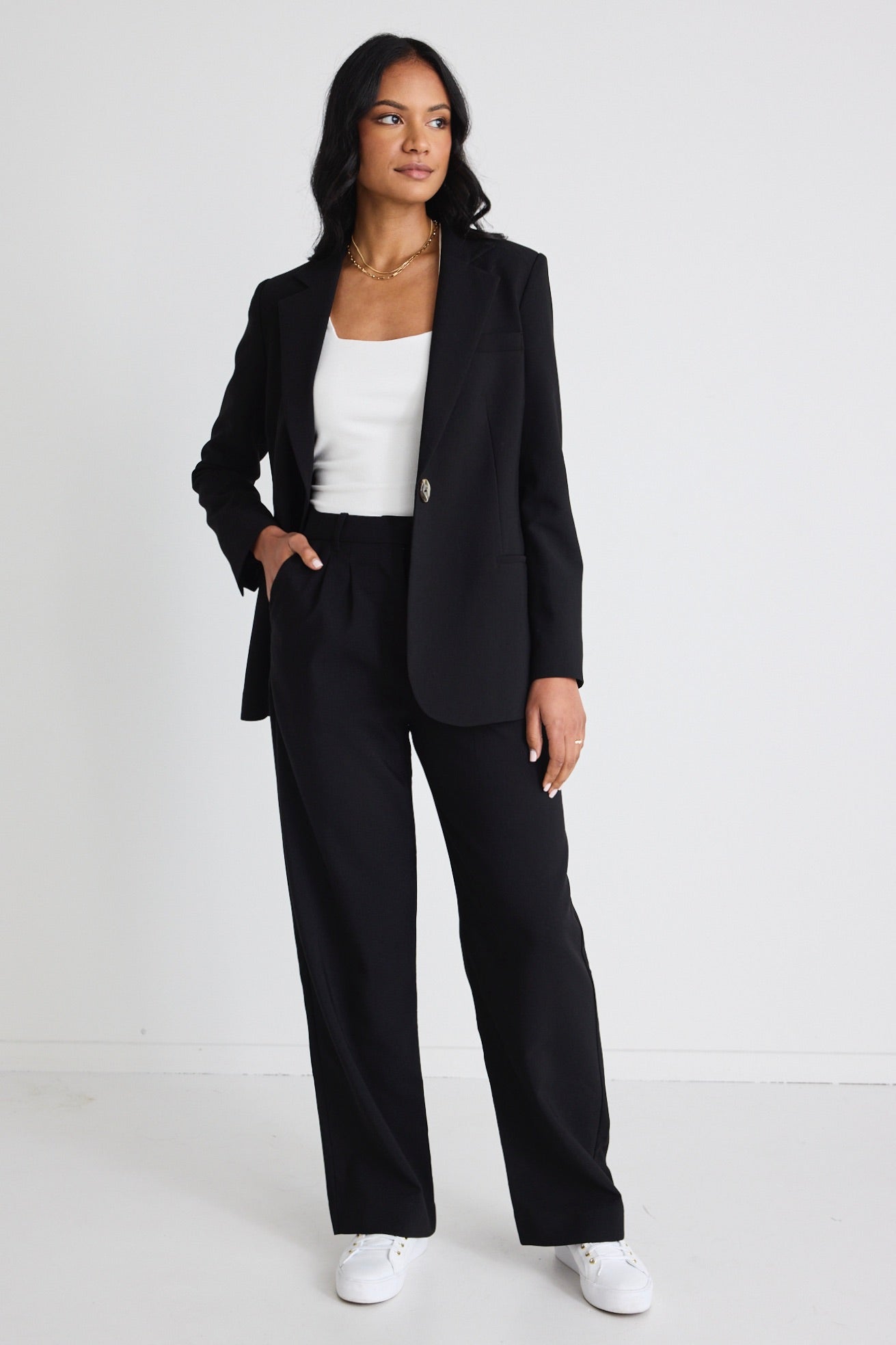 Women's Black Textured Wide Leg Pants - High Waisted Flowy Trousers for Casual & Office Wear | Perfect for Work, Travel & Everyday Comfort