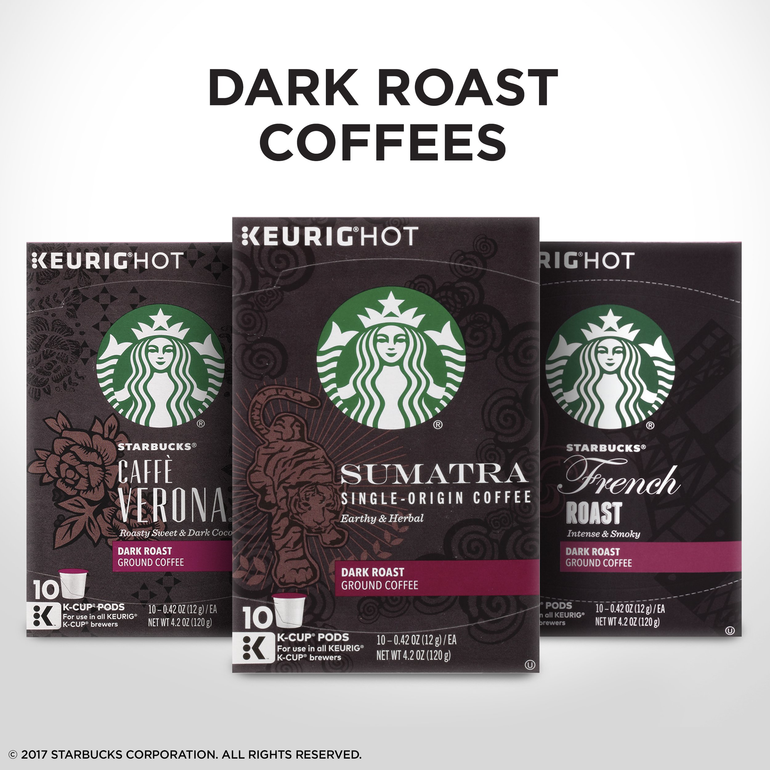 Starbucks Black & Flavored K-Cup Coffee Pods Variety Pack for Keurig Brewers - 6 Boxes (60 Pods) + 1 Box (40 Pods) - Perfect for Home, Office & Morning Brewing