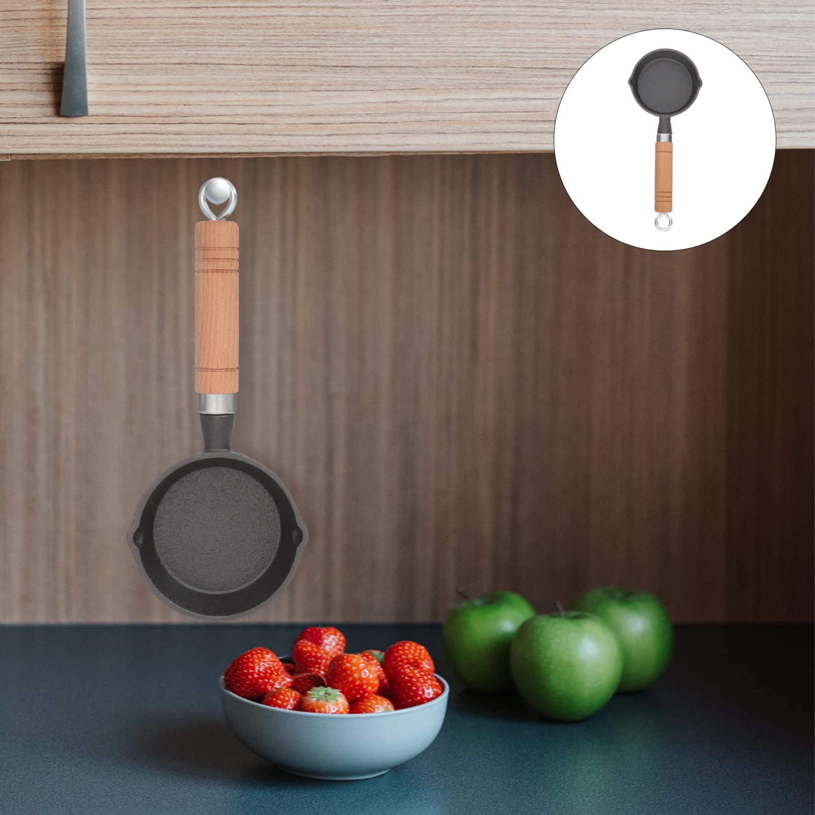 YARNOW Cast Iron Tamagoyaki Pan - Japanese Omelette & Egg Frying Pan with Wooden Handle, Non-Stick Surface for Perfect Breakfast - Ideal for Swedish Pancakes, Skillet Cooking & Sautéing | Great for Home Kitchen & Camping Cooking