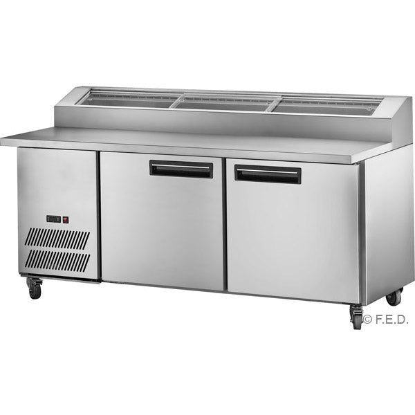 Thermaster Two Door Deluxe Pizza Prep Bench PPB/15 VIC434 – Commercial Grade Stainless Steel Counter for Pizza Making, Food Prep & Kitchen Use
