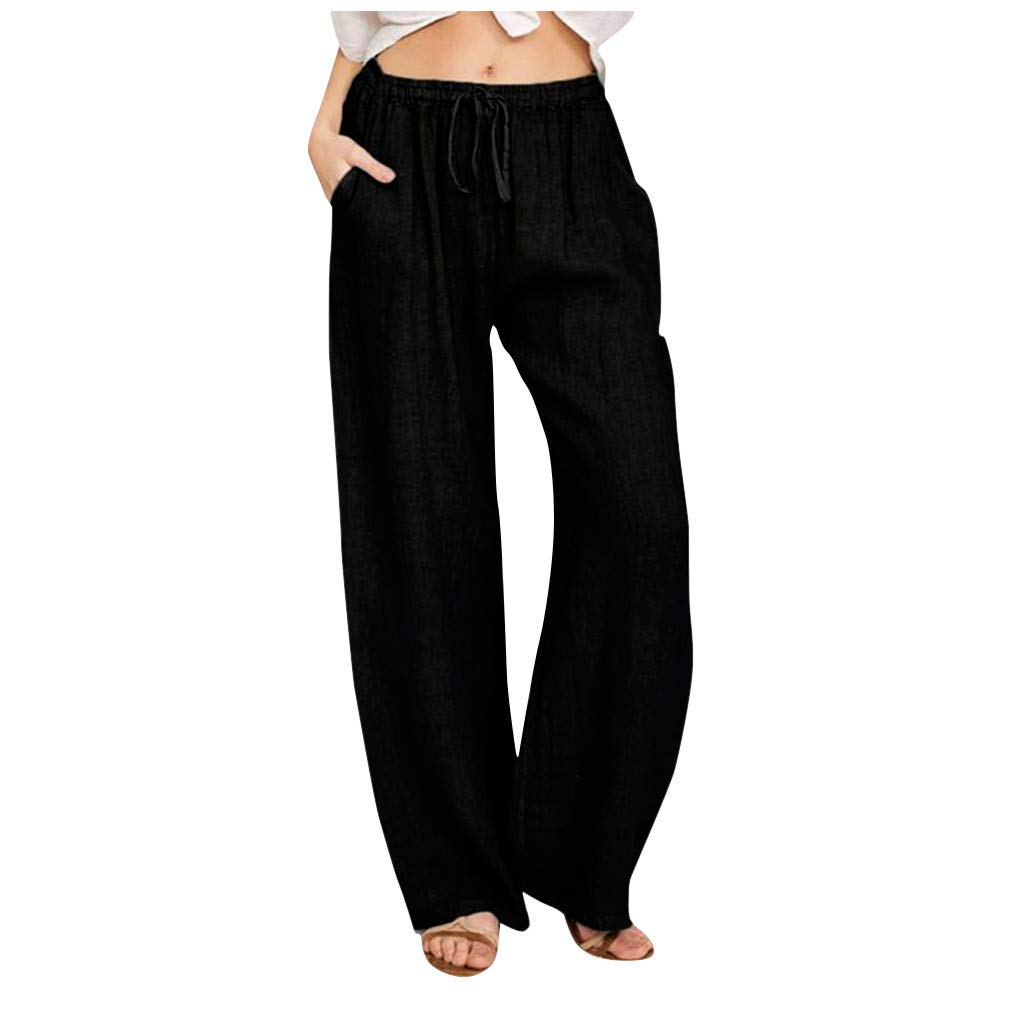 Tintwwg Women's High Waisted Sweatpants with Pockets - Tapered Cuff Joggers, Relaxed Fit Mid Rise Straight Leg Trousers for Yoga, Lounge & Casual Wear