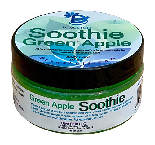 Green Apple Soothie Sugar Scrub for Dry Skin - Non-Foaming Exfoliator for Elbows, Knees & Legs by Diva Stuff | Hydrating Body Scrub for Soft, Smooth Skin at Home Spa