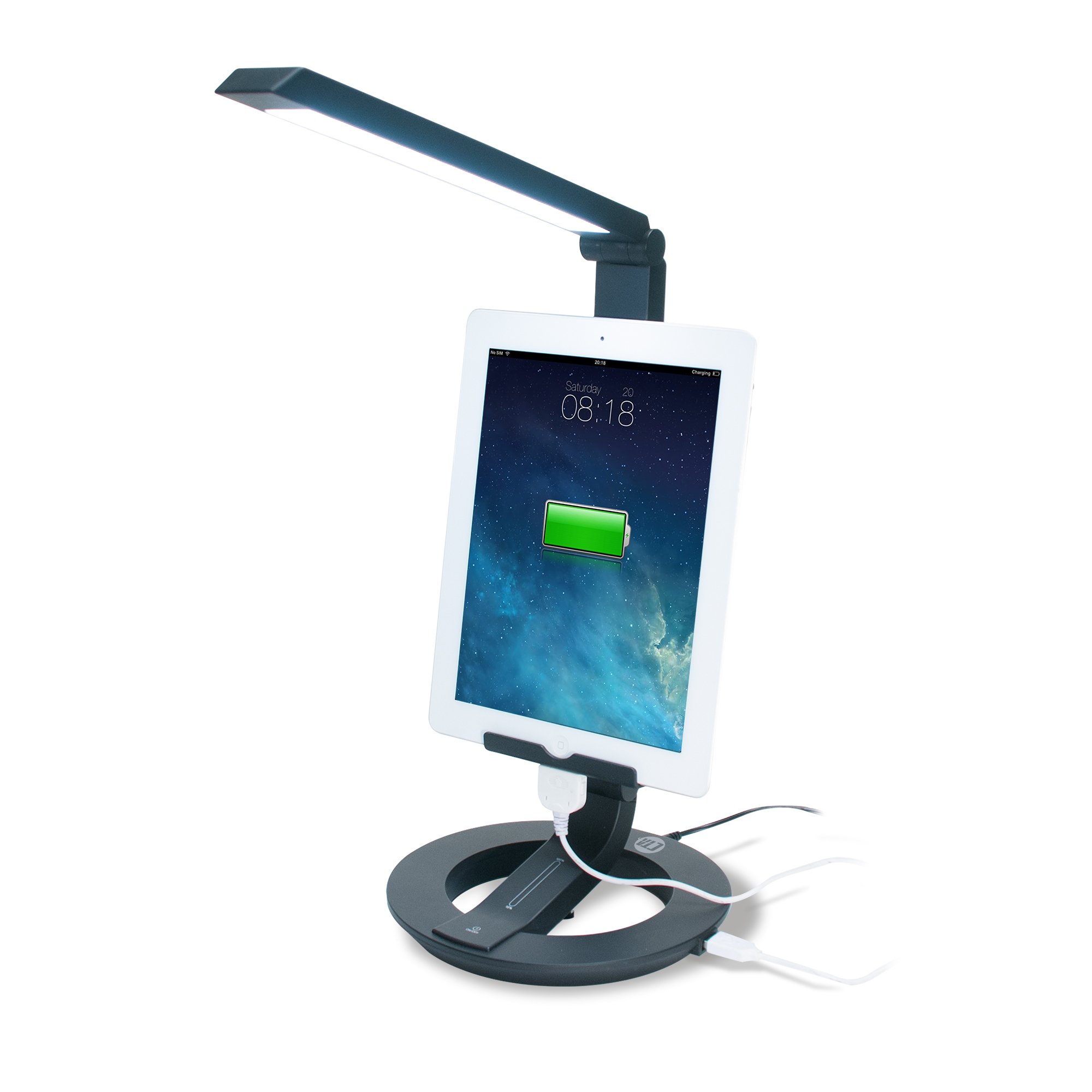 CTA Digital Desk Lamp with Wireless Charging Stand - Compatible with iPhone 11/11 Pro/8/X, iPad Mini 5/Air 3/10.2