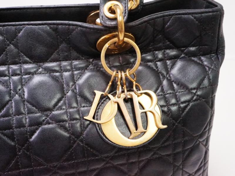 Authentic Pre-Owned Christian Dior Black Lady Dior Cannage Quilted Lambskin Handbag Tote Bag 223001 | Luxury Designer Shoulder Bag for Women, Perfect for Parties, Weddings & Everyday Elegance