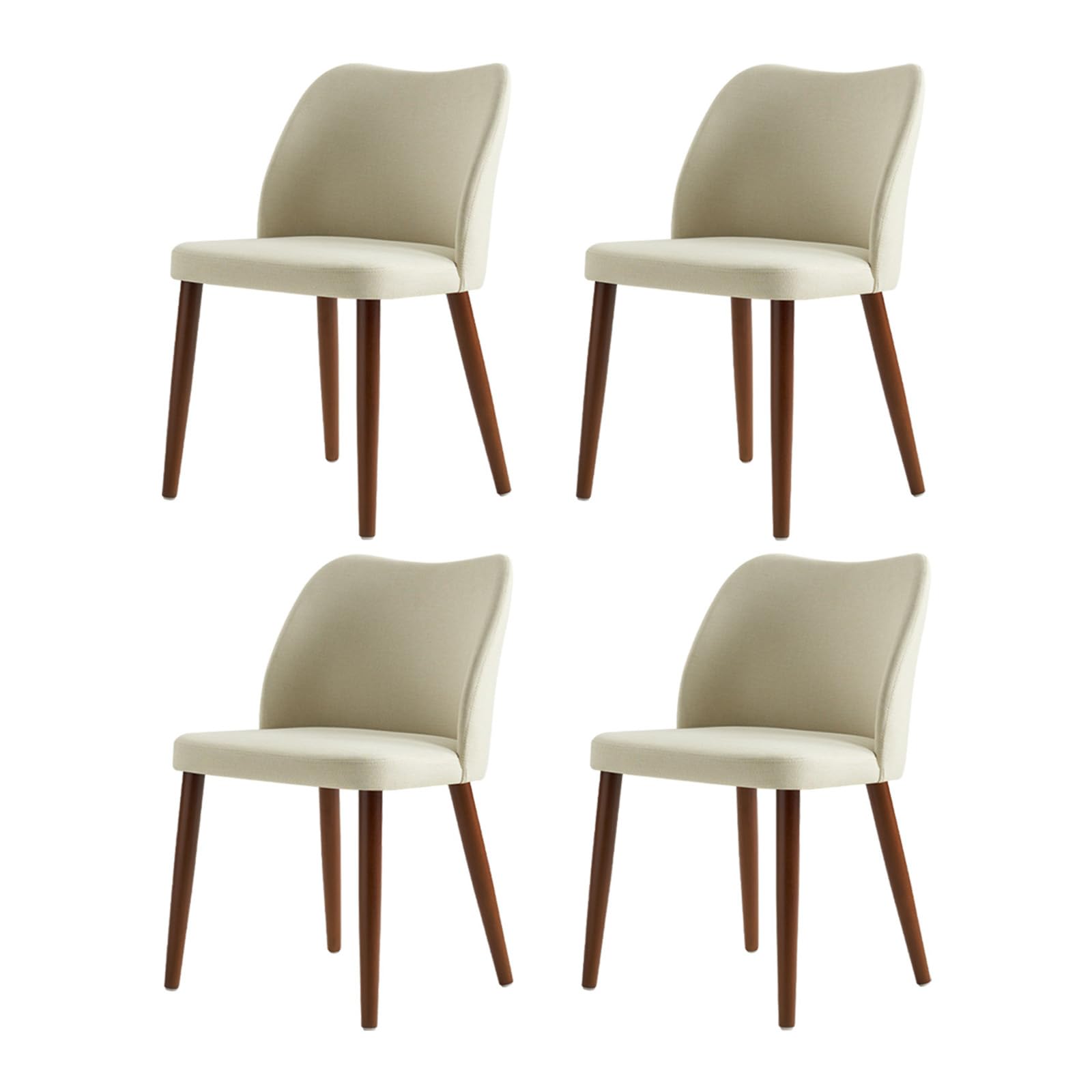 HULALA HOME 4-Piece Upholstered Dining Chair Set - Modern Ergonomic Design with Solid Wood Legs, Comfortable Armless Side Chairs for Kitchen, Dining Room, Living Room & Restaurant - Ivory (Perfect for Family Dinners, Entertaining Guests & Restaurant Seating)