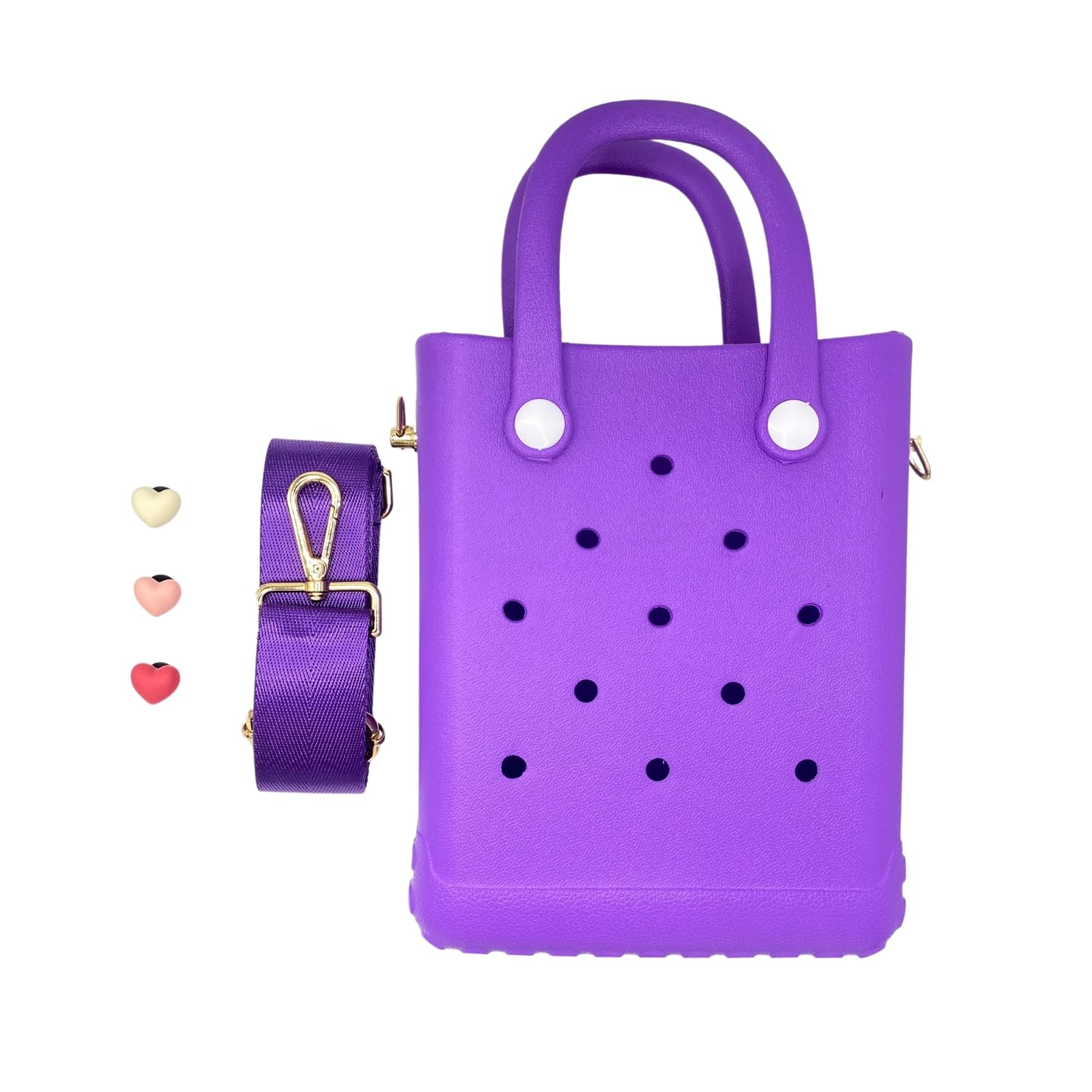 X Small Rubber Beach Bag - Lightweight Waterproof Tote for Beach, Pool, Boat & Sports | Bitty Small Charms Crossbody Purse | Perfect for Summer Travel, Swimwear Storage & Outdoor Activities