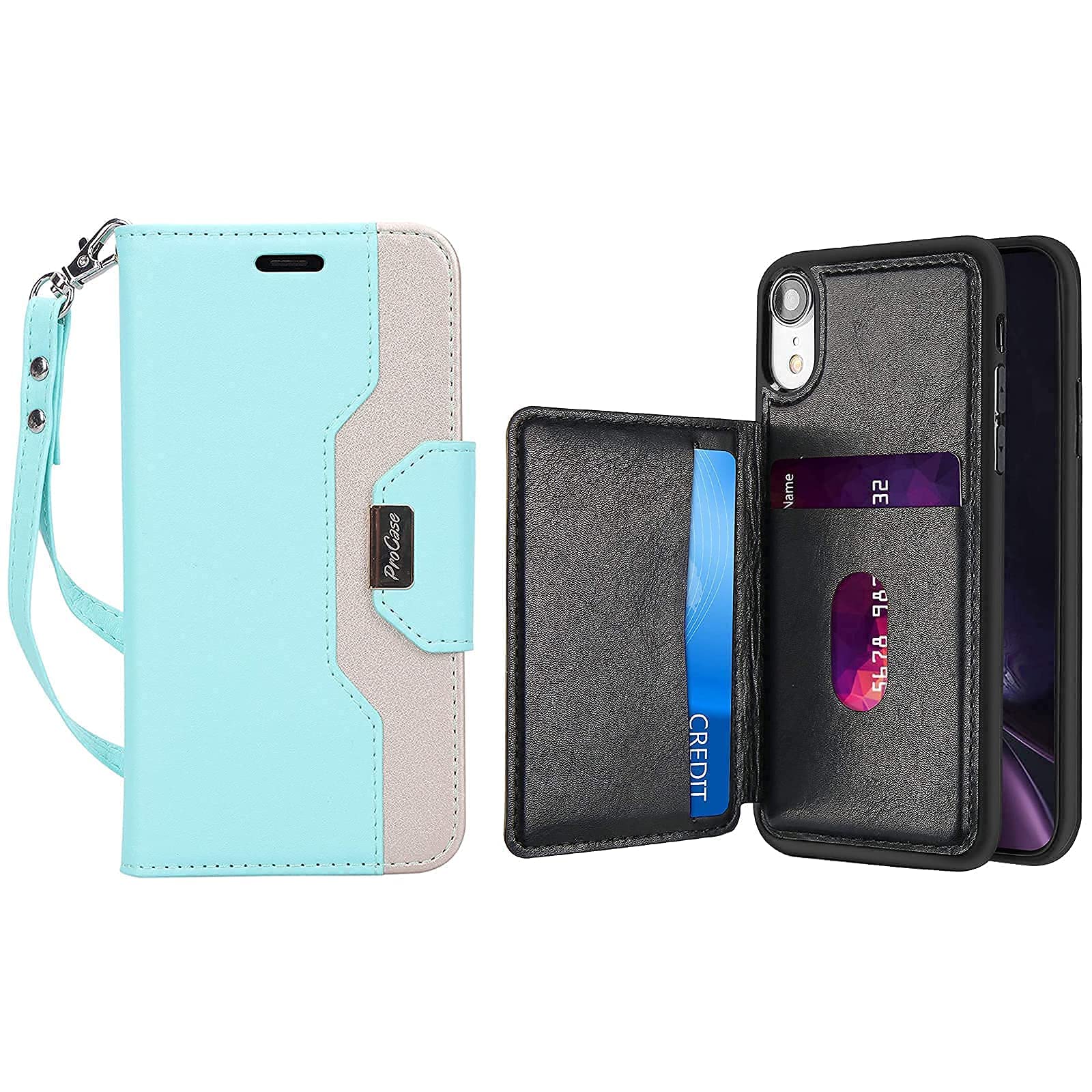 ProCase Slim Flip Kickstand Leather Wallet Case for iPhone XR - Premium Leather Phone Case with Card Holder & Stand Feature | Perfect for Business, Travel & Everyday Use