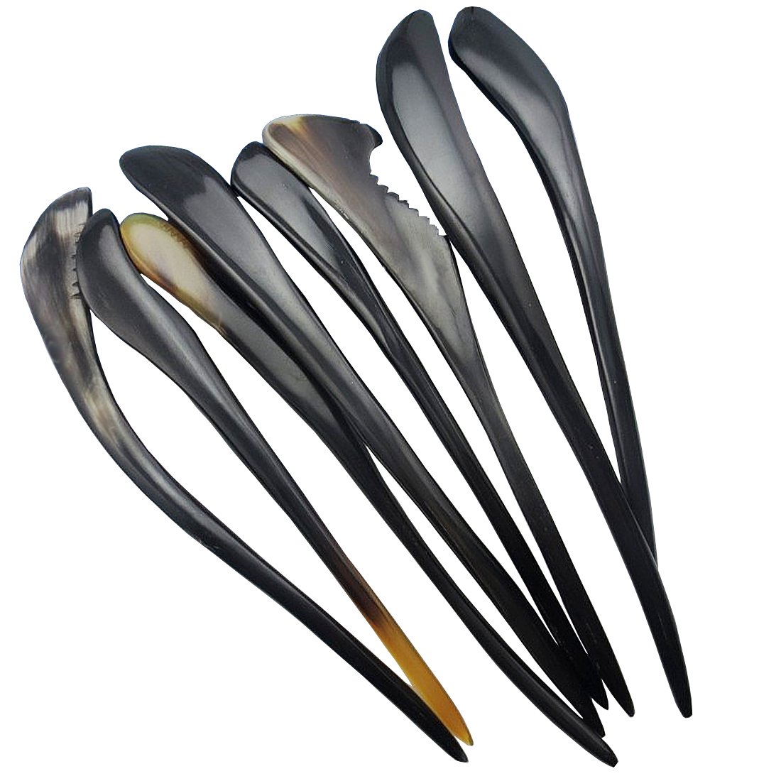 Handmade Buffalo Horn Hair Sticks & Shawl Pins - 2 Count Natural Hair Forks for Women & Girls - Ponytail Holders & Hair Accessories - Perfect for Boho Hairstyles, Updos, and Scarf Styling