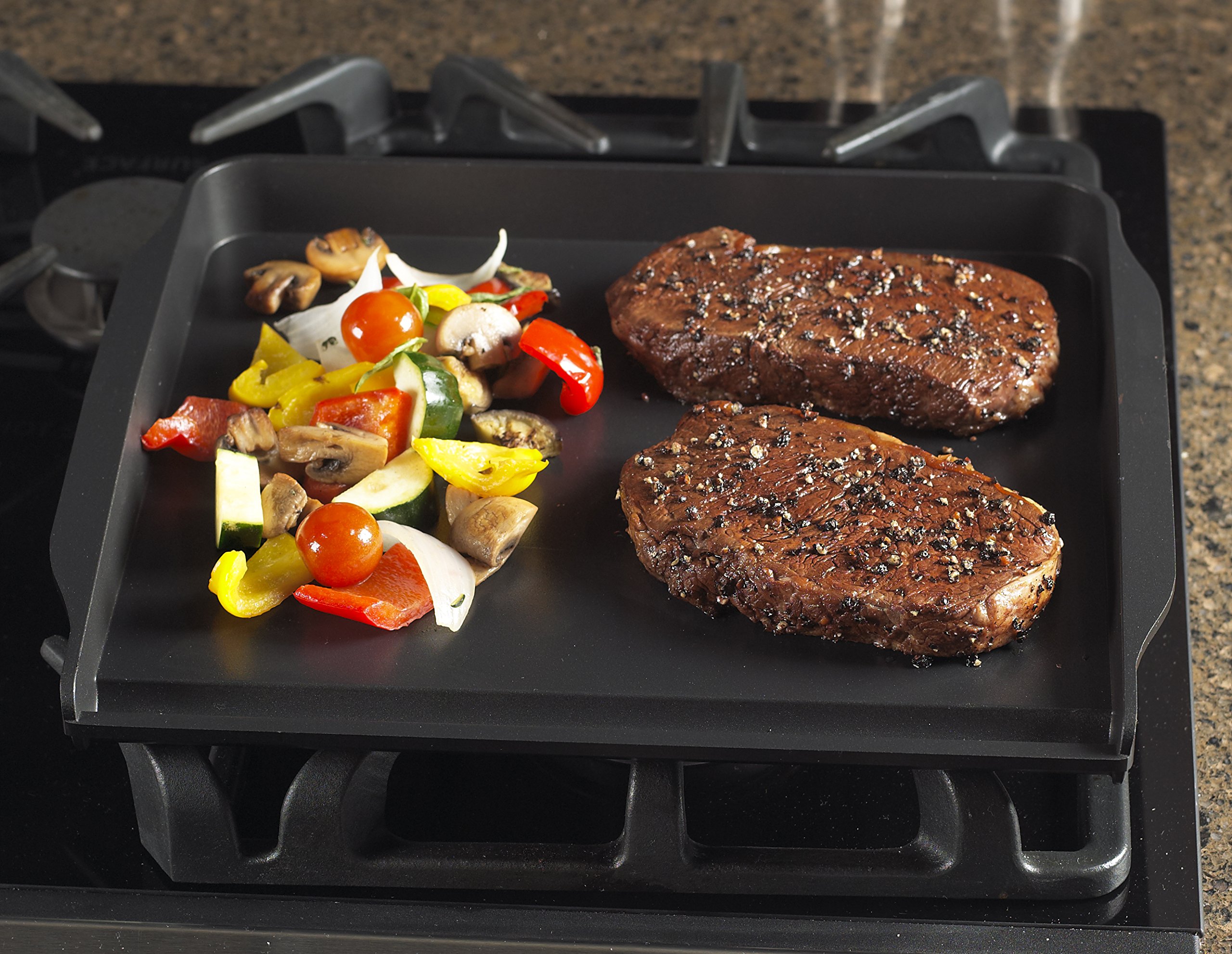Nordic Ware Stovetop Backsplash Griddle - 12 Inch Black Nonstick Cookware for Pancakes, Eggs & More | Perfect for Small Kitchens & RVs