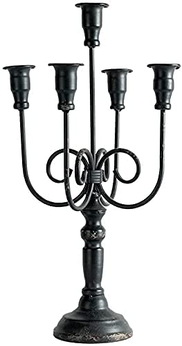 5-Arm Black Metal Candle Holder for Wedding Centerpieces, Romantic Candlestick Stand for Home Decor, Party & Event Lighting - Perfect for Weddings, Anniversaries, and Dining Table Decorations