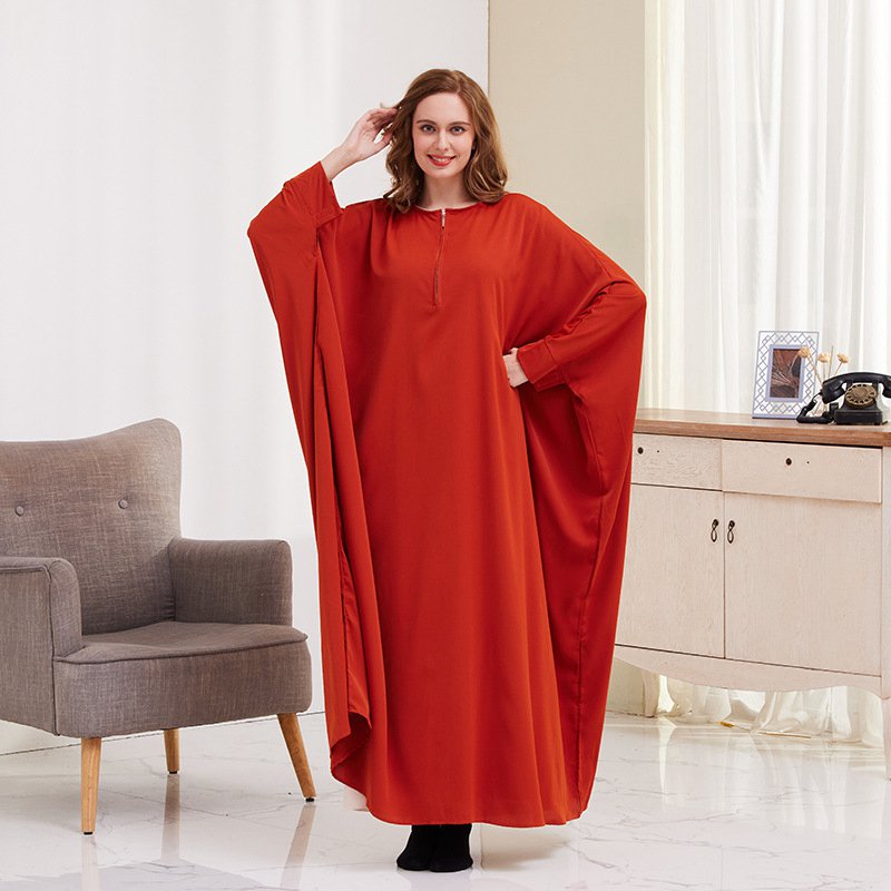 Elegant Muslim Women's Batwing Sleeve Farasha Abaya Dress - Free Size Modest Islamic Clothing for Prayer, Mosque & Special Occasions