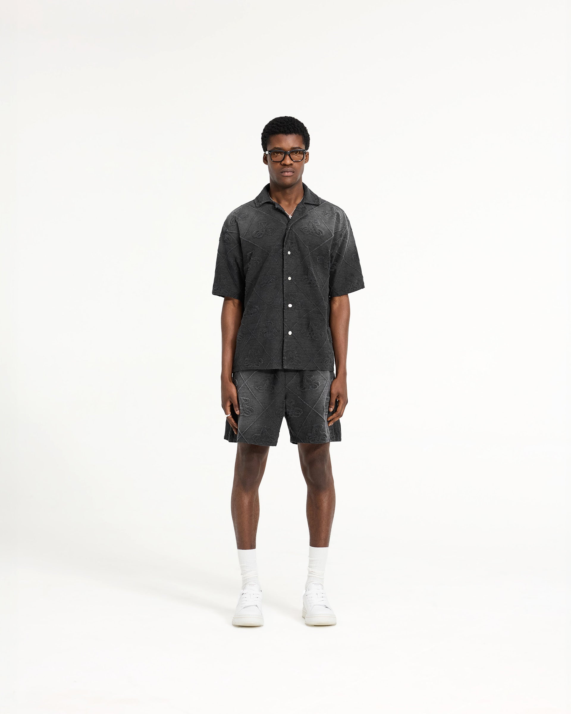 Premium Cotton Towelling Shirt for Men - Soft & Absorbent Jet Black - Ideal for Gym, Lounge & Travel